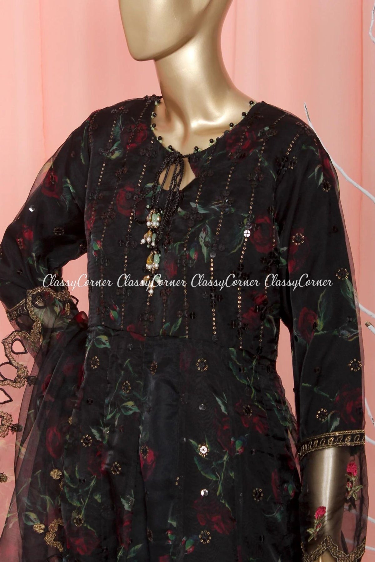 Black Organza Pakistani Dress