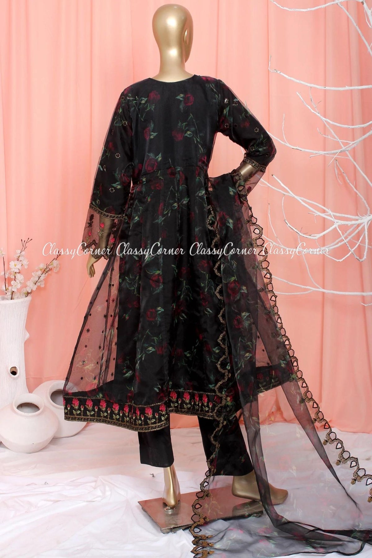 Black Organza Pakistani Dress