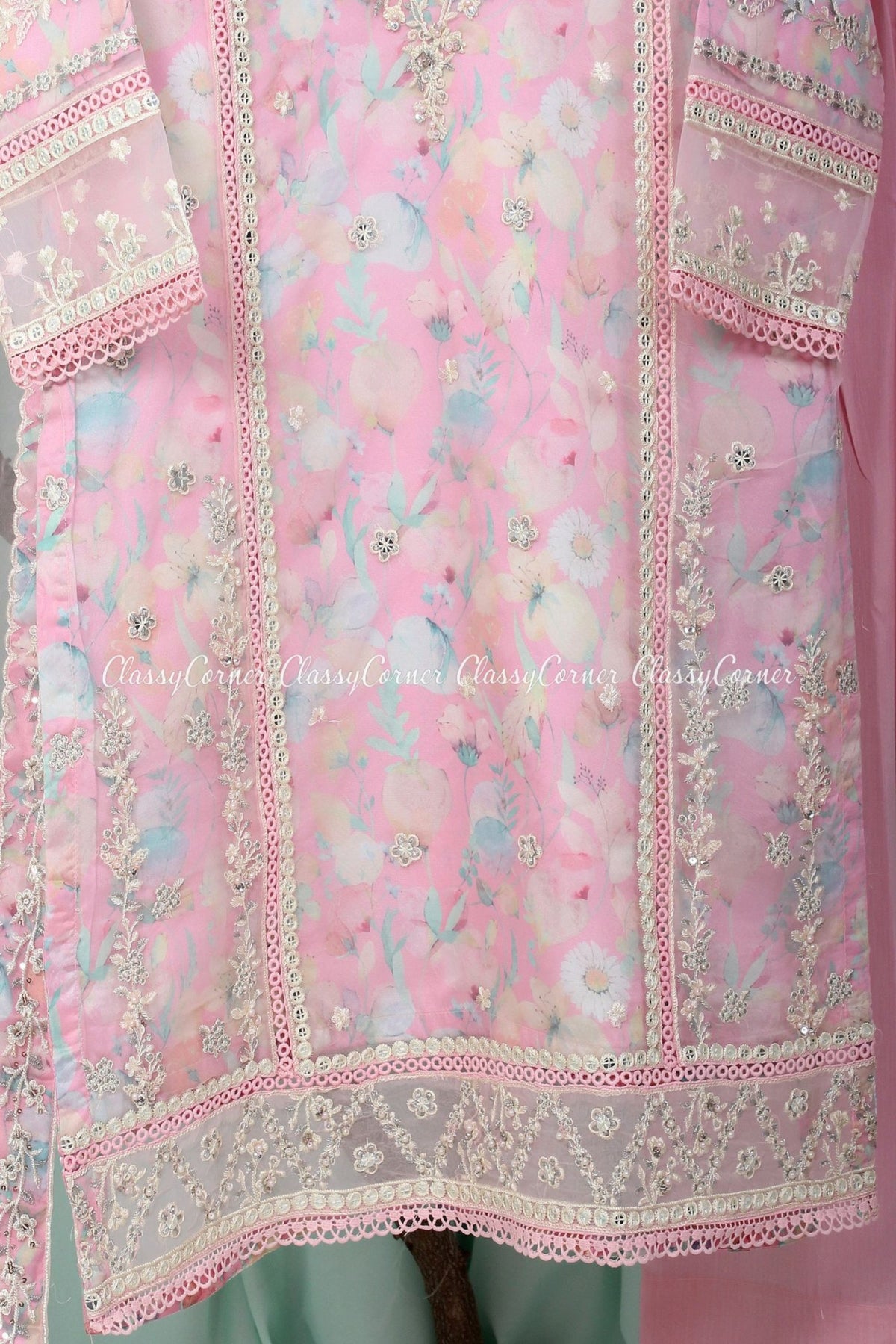 Pink Organza Pakistani Shalwar Kameez