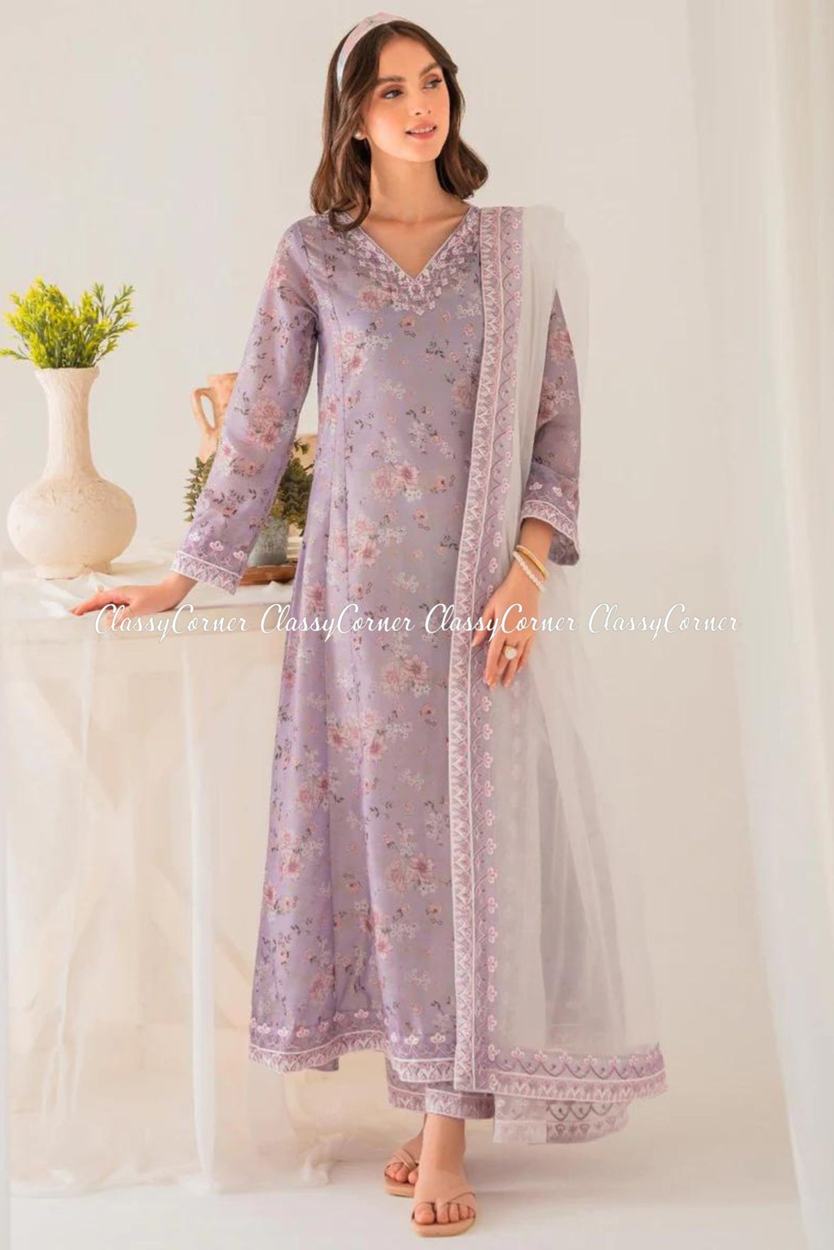 Purple Pakistani Casual Shalwar Kameez