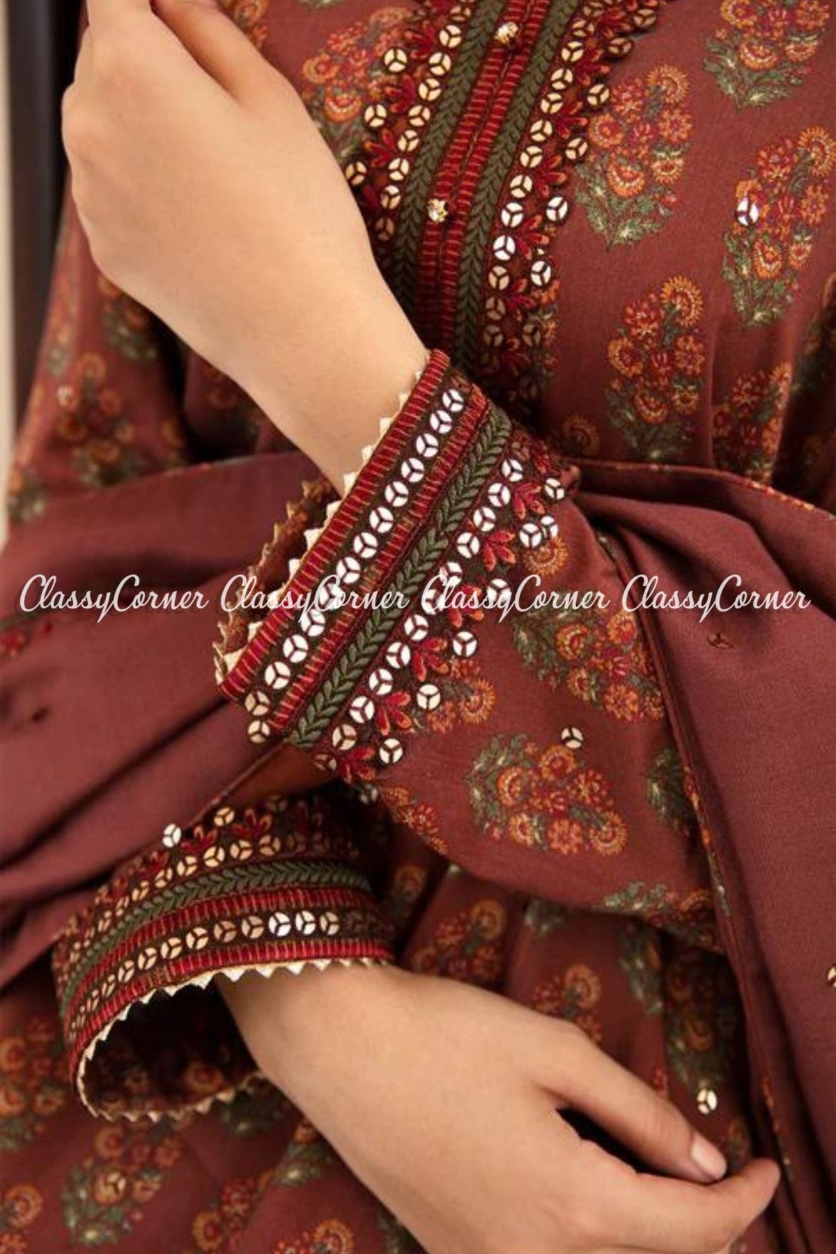 Rust Brown Digital Printed Viscose Salwar Kameez