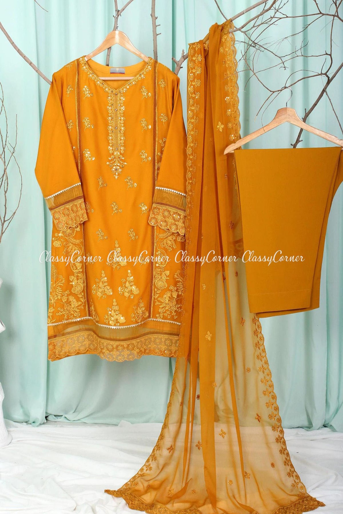 Yellow Chiffon Pakistani Shalwar Kameez