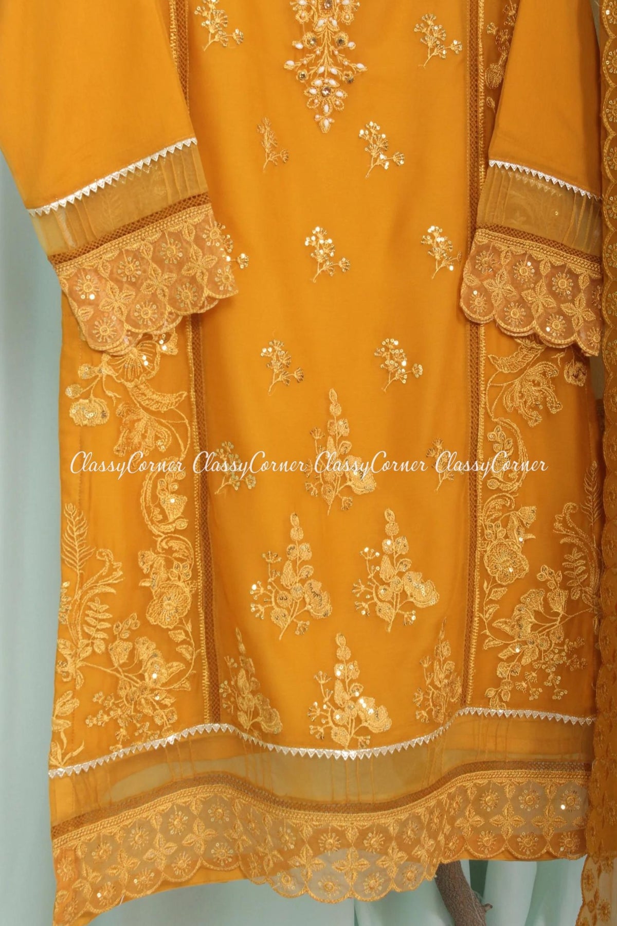 Yellow Chiffon Pakistani Shalwar Kameez