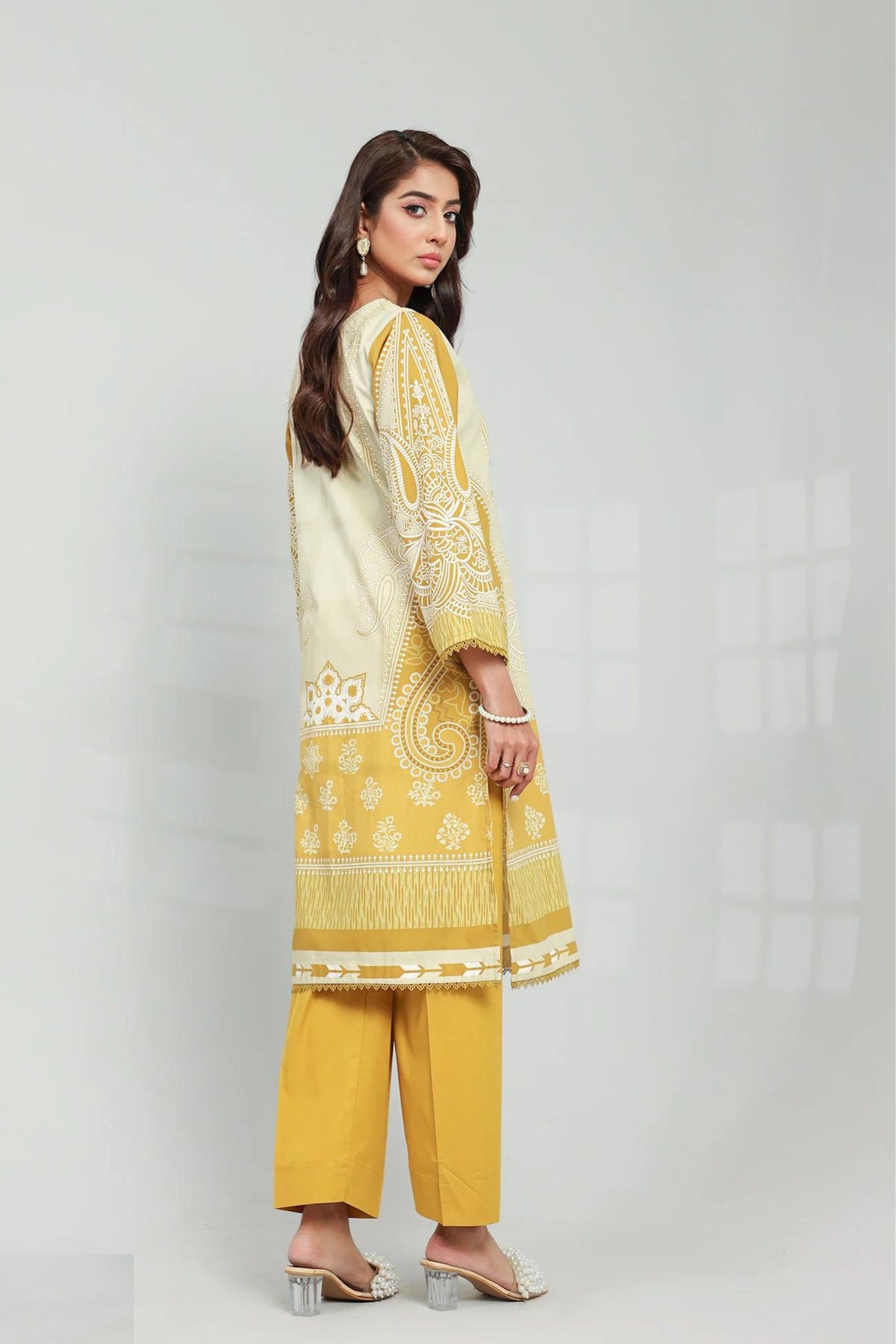 Mustard Yellow Cotton 2PC Suit