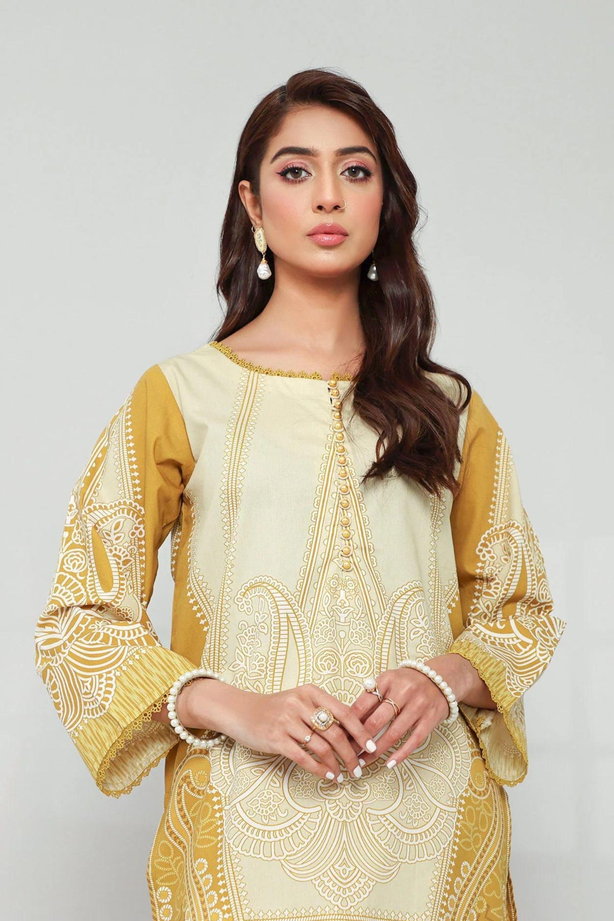 Mustard Yellow Cotton 2PC Suit