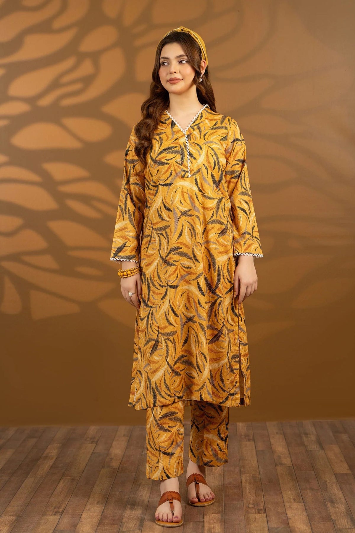 Mustard Yellow Cotton 2PC Suit