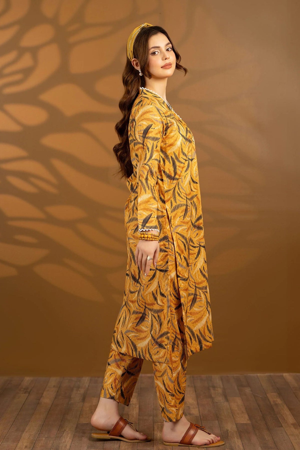 Mustard Yellow Cotton 2PC Suit