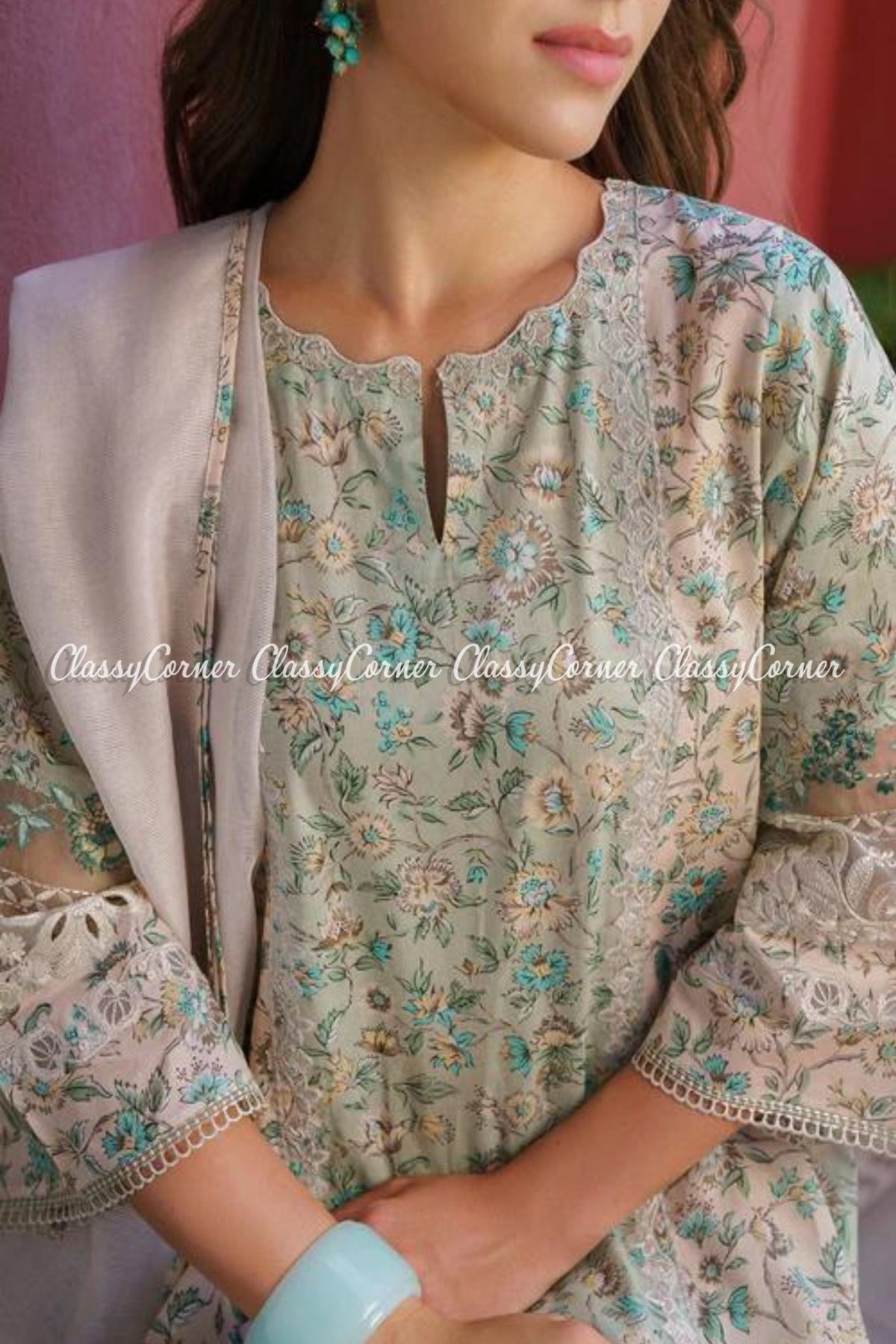 Green Lawn Printed Salwar Kameez