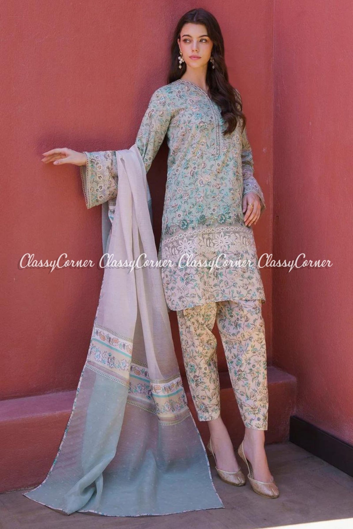 Green Lawn Printed Salwar Kameez