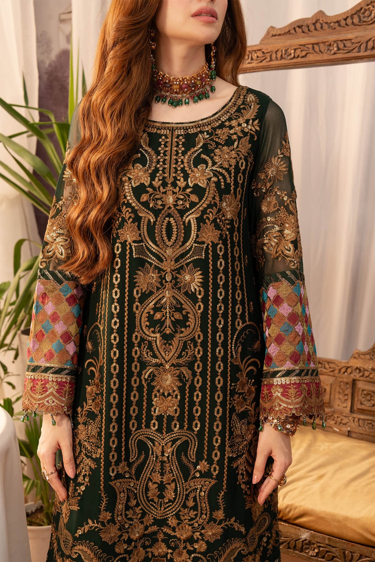 Women Mehndi Wear Salwar Kameez