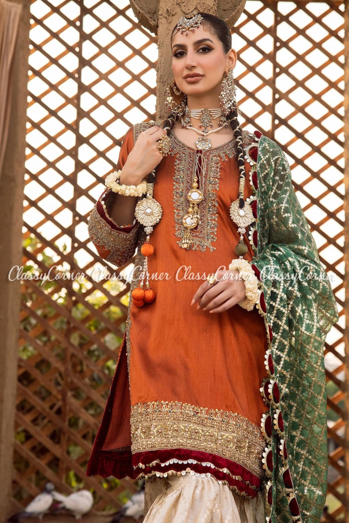 Multicolor Pakistani Bridal Wear Gharara