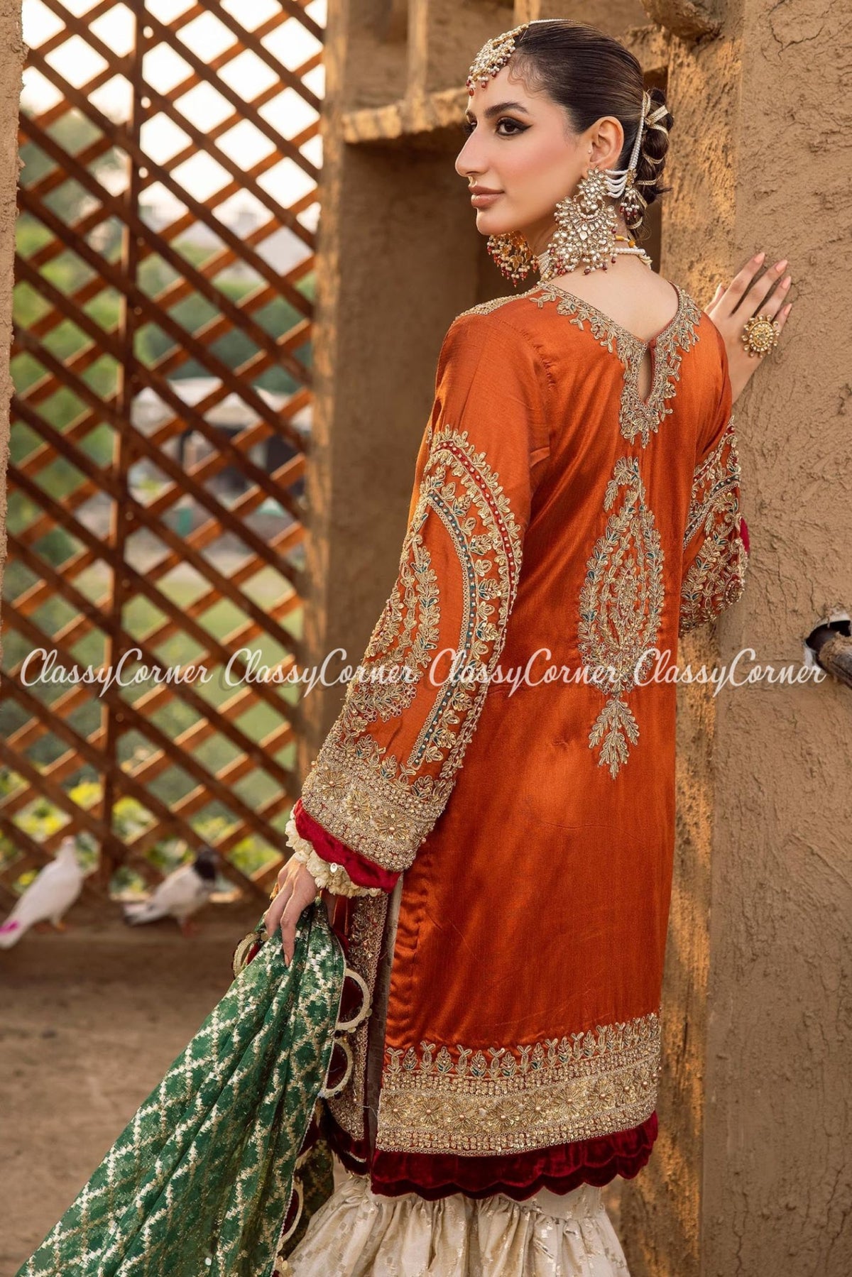 Multicolor Pakistani Bridal Wear Gharara