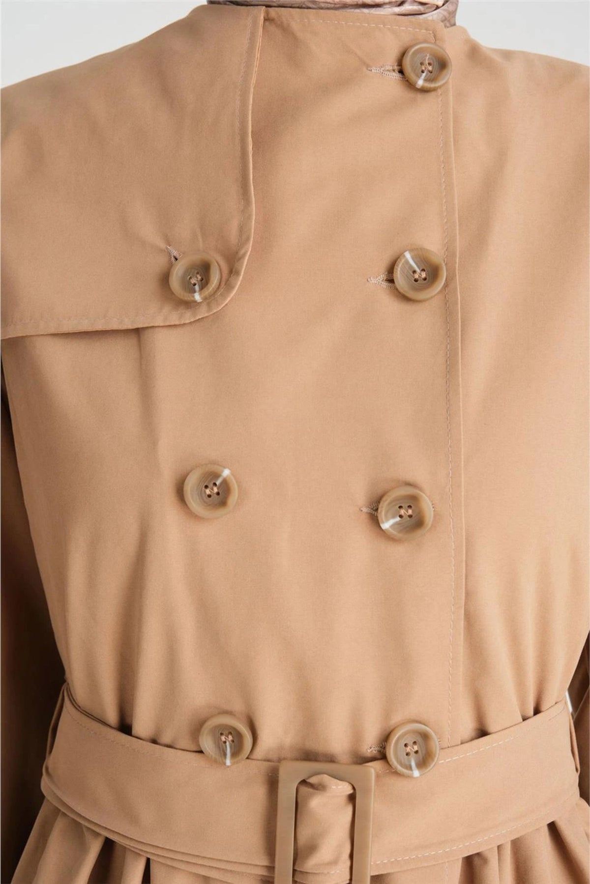 Light Brown Long Sleeve Belted Dress