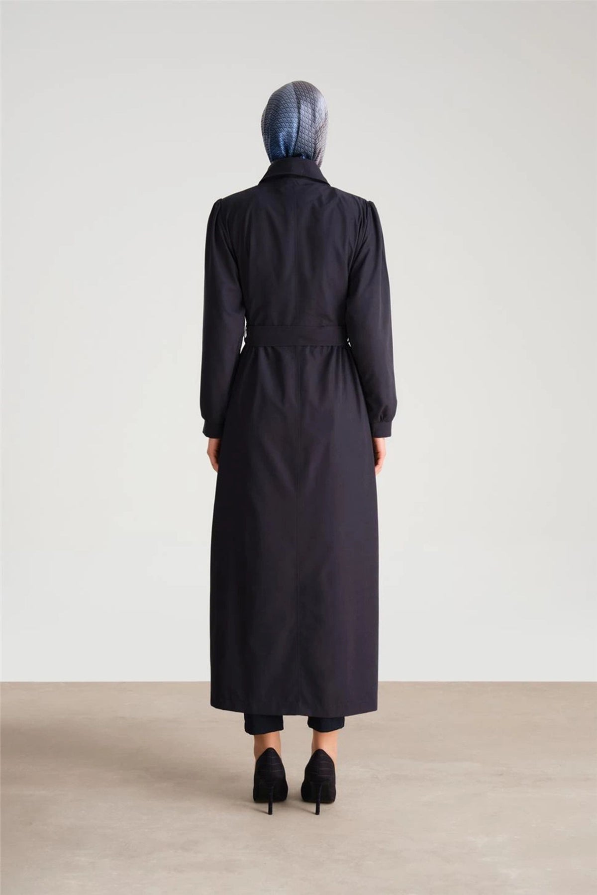 Navy Blue Polyester Topcoat