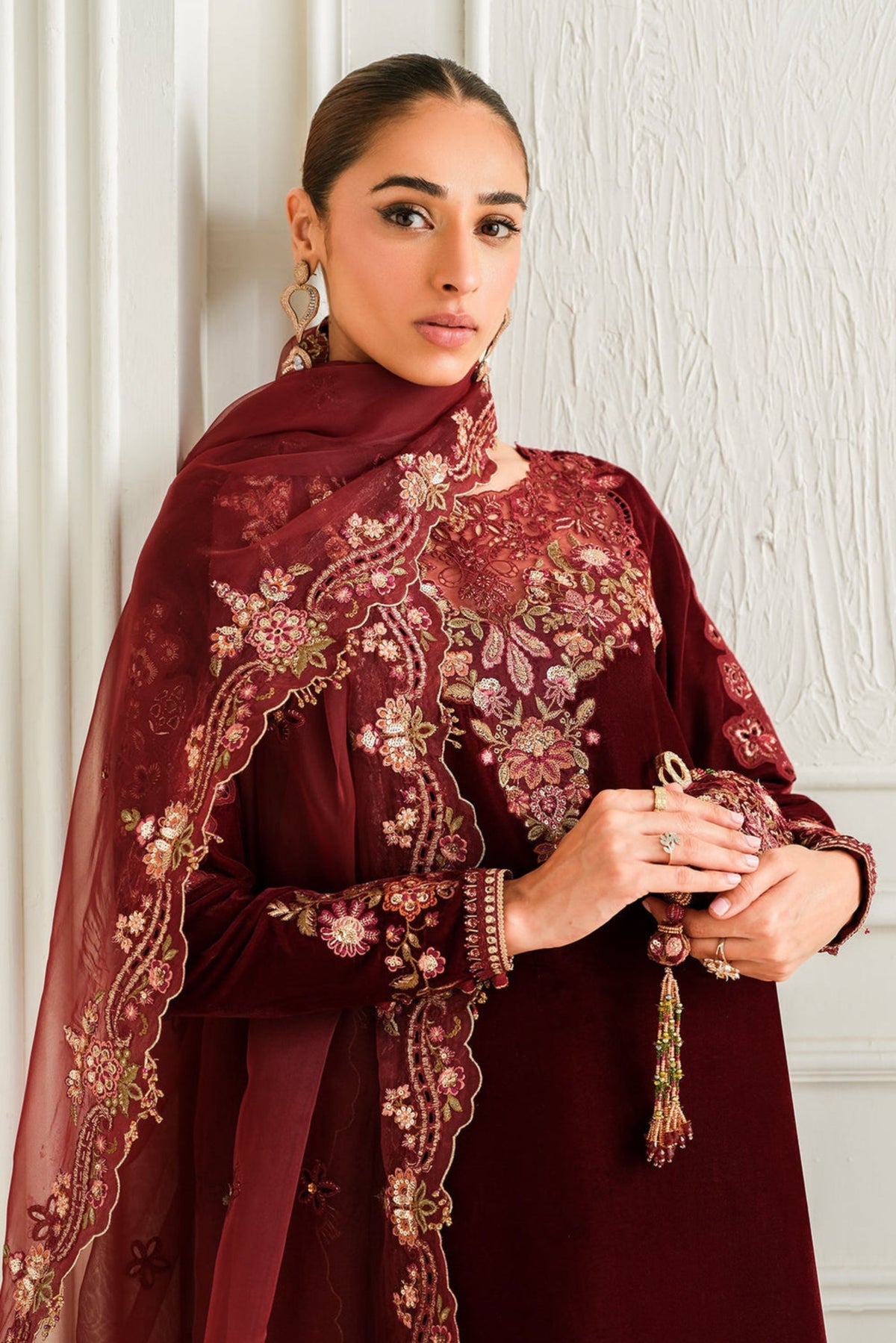 Maroon Velvet Salwar Kameez