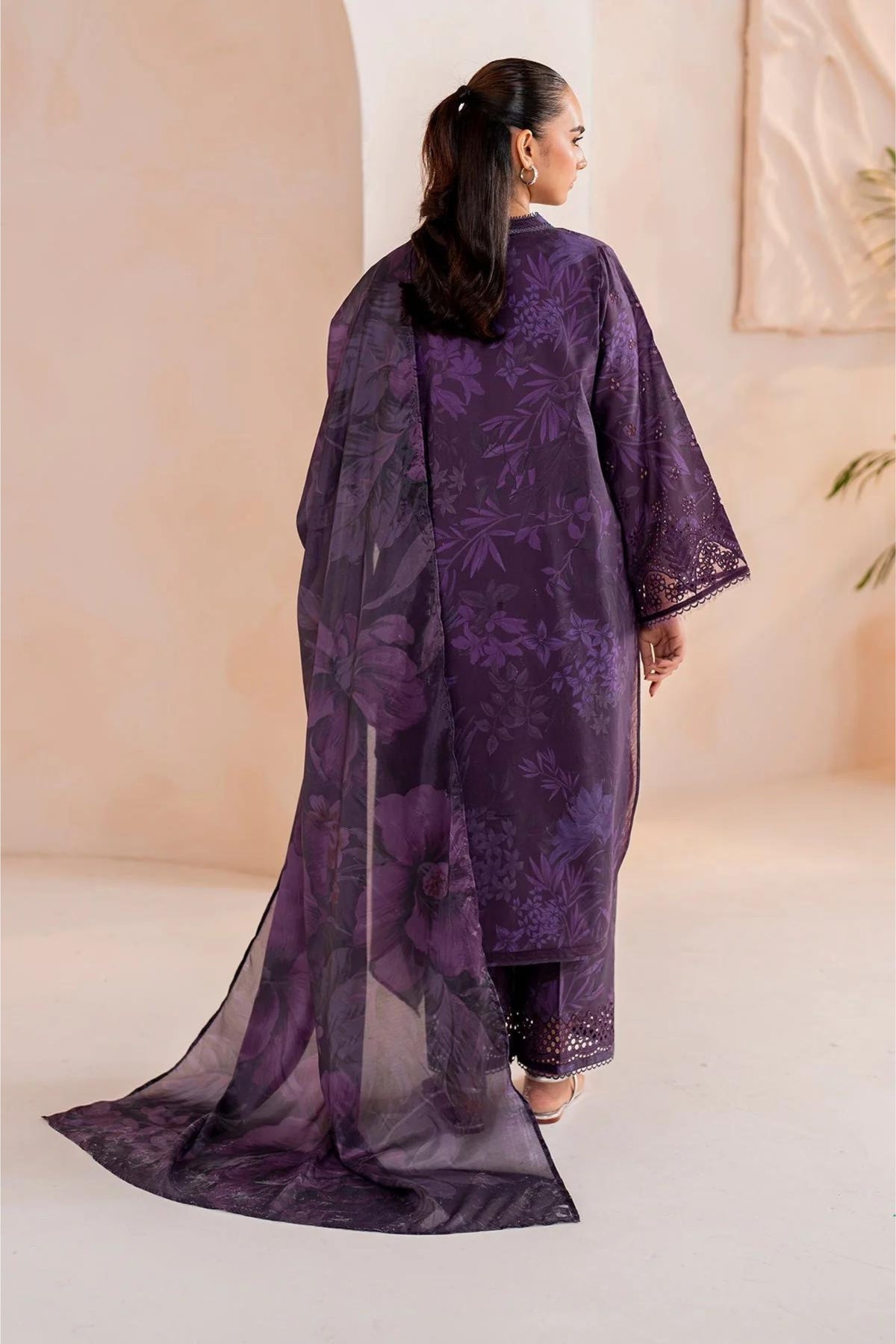 Dark Purple Printed Lawn Suit