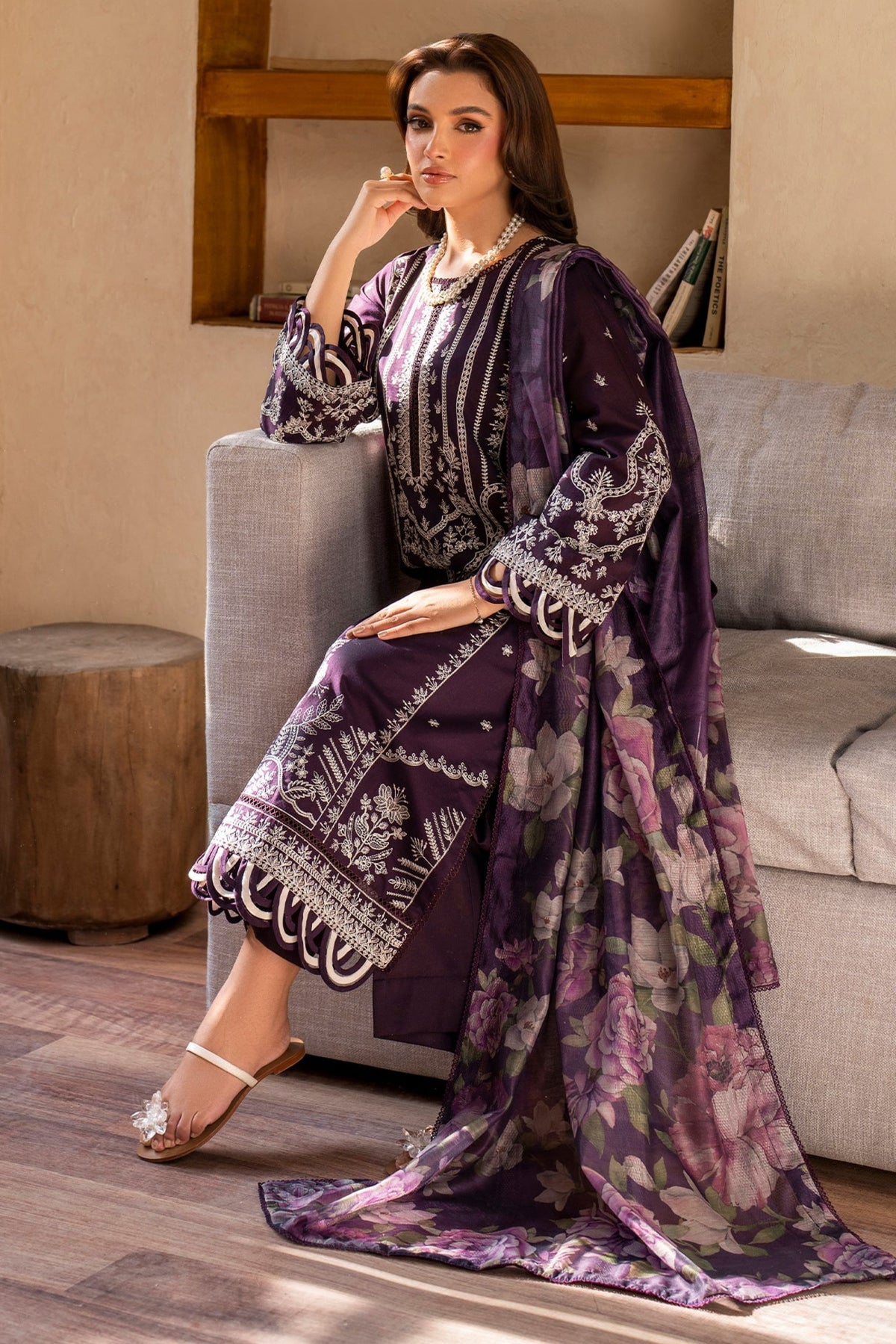 Dark Purple Lawn 3PC Suit
