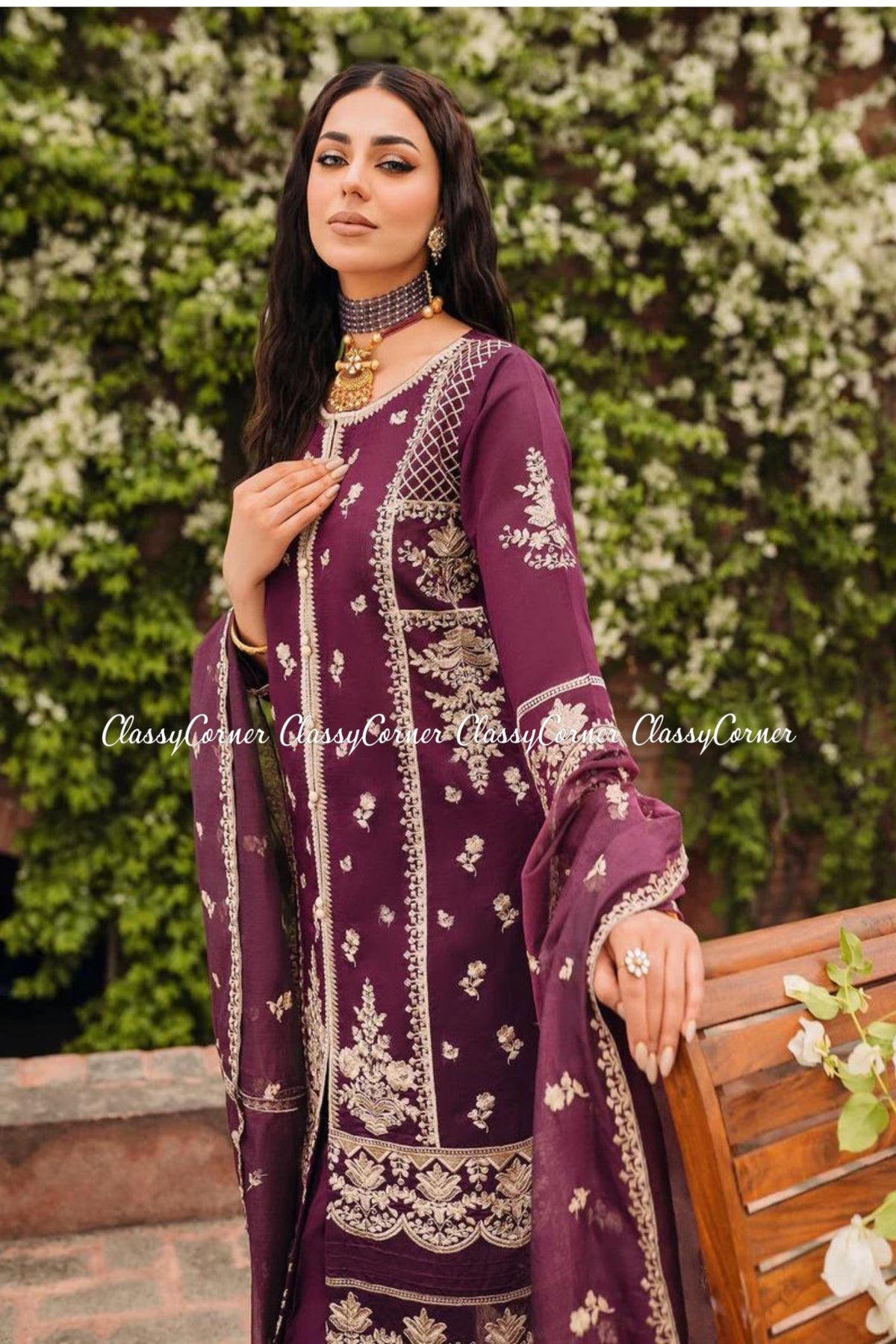 Purple Pakistani Formal Shalwar Kameez