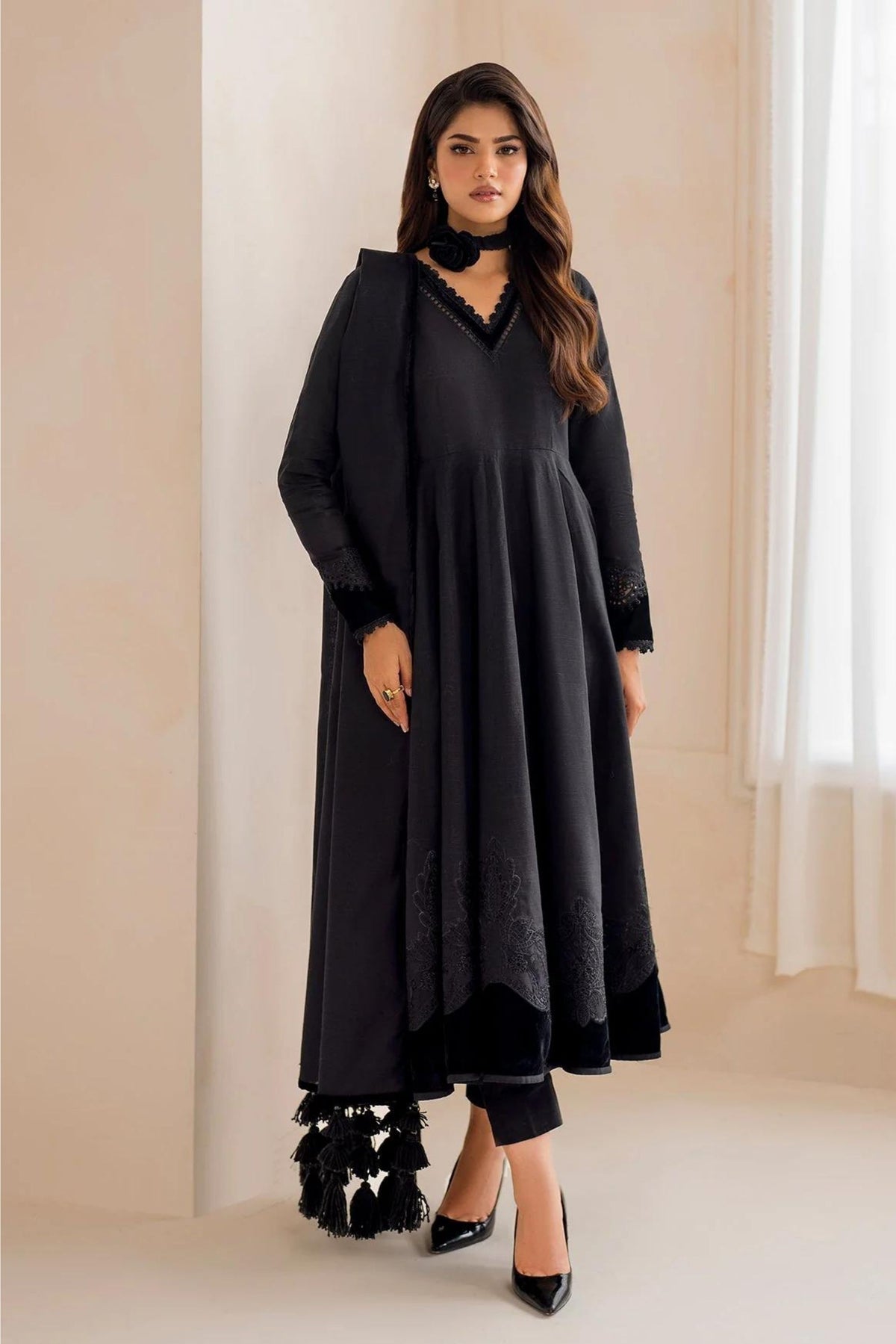 Black Khadar Readymade Frock