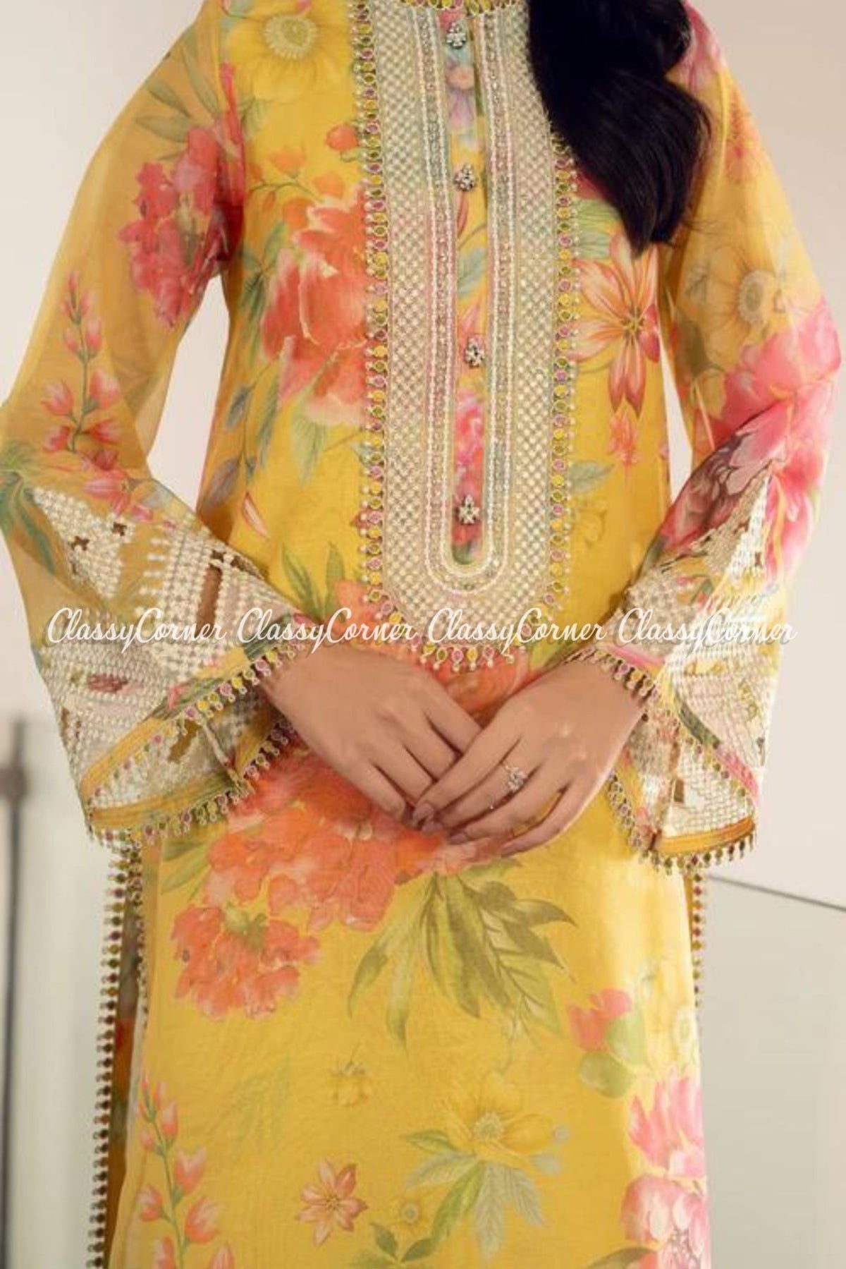 Yellow Digital Printed Pakistani Suit