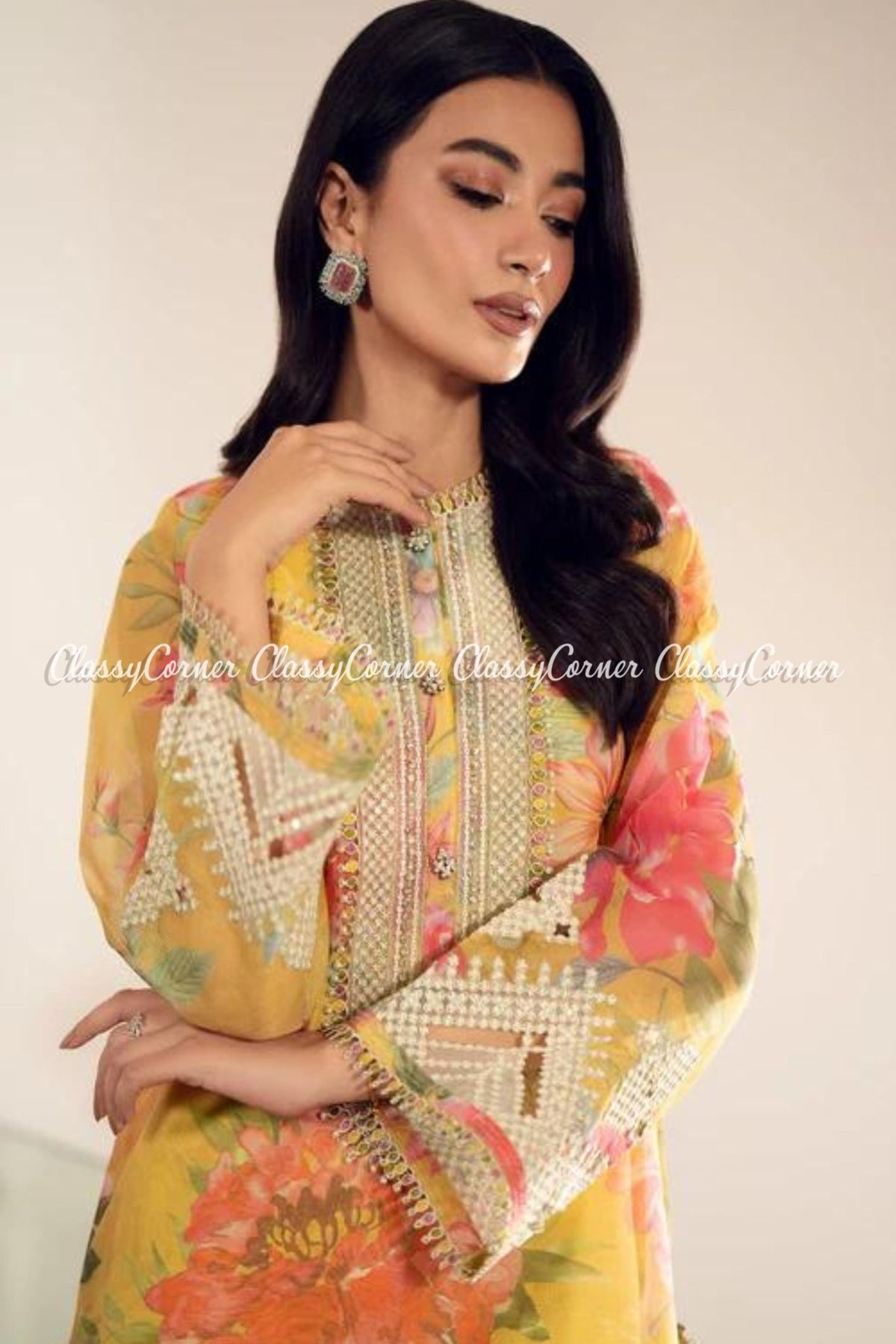 Yellow Digital Printed Pakistani Suit