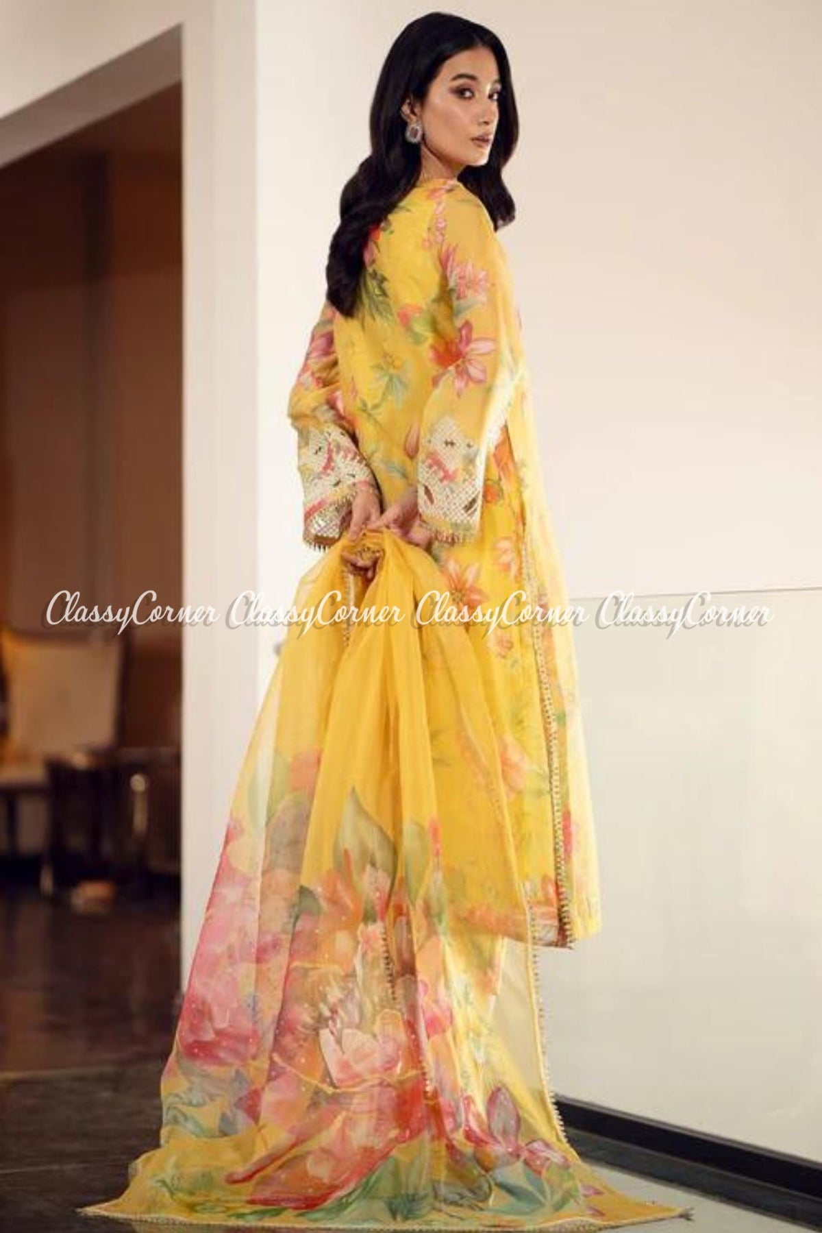 Yellow Digital Printed Pakistani Suit