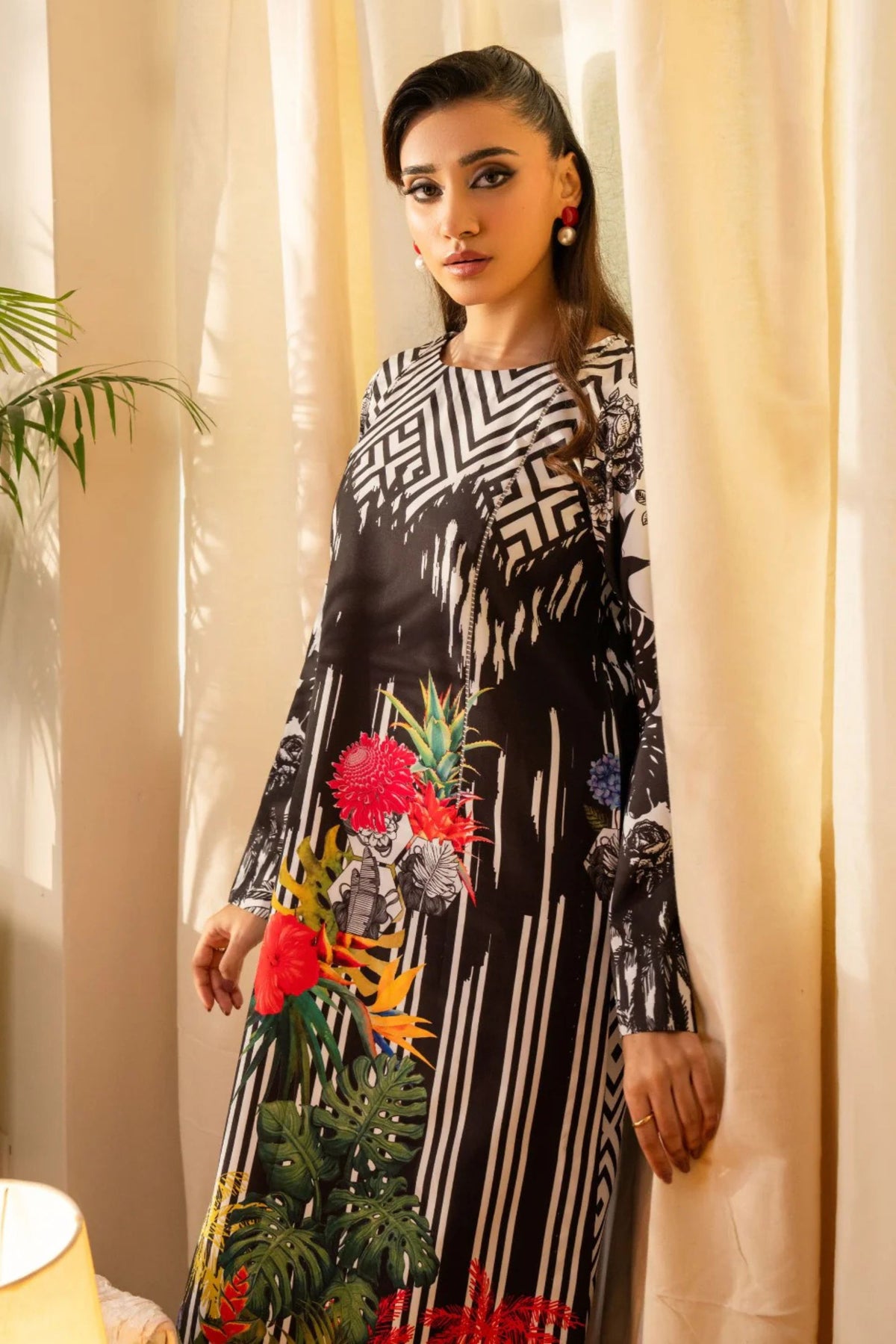 Black Floral 2PC Suit