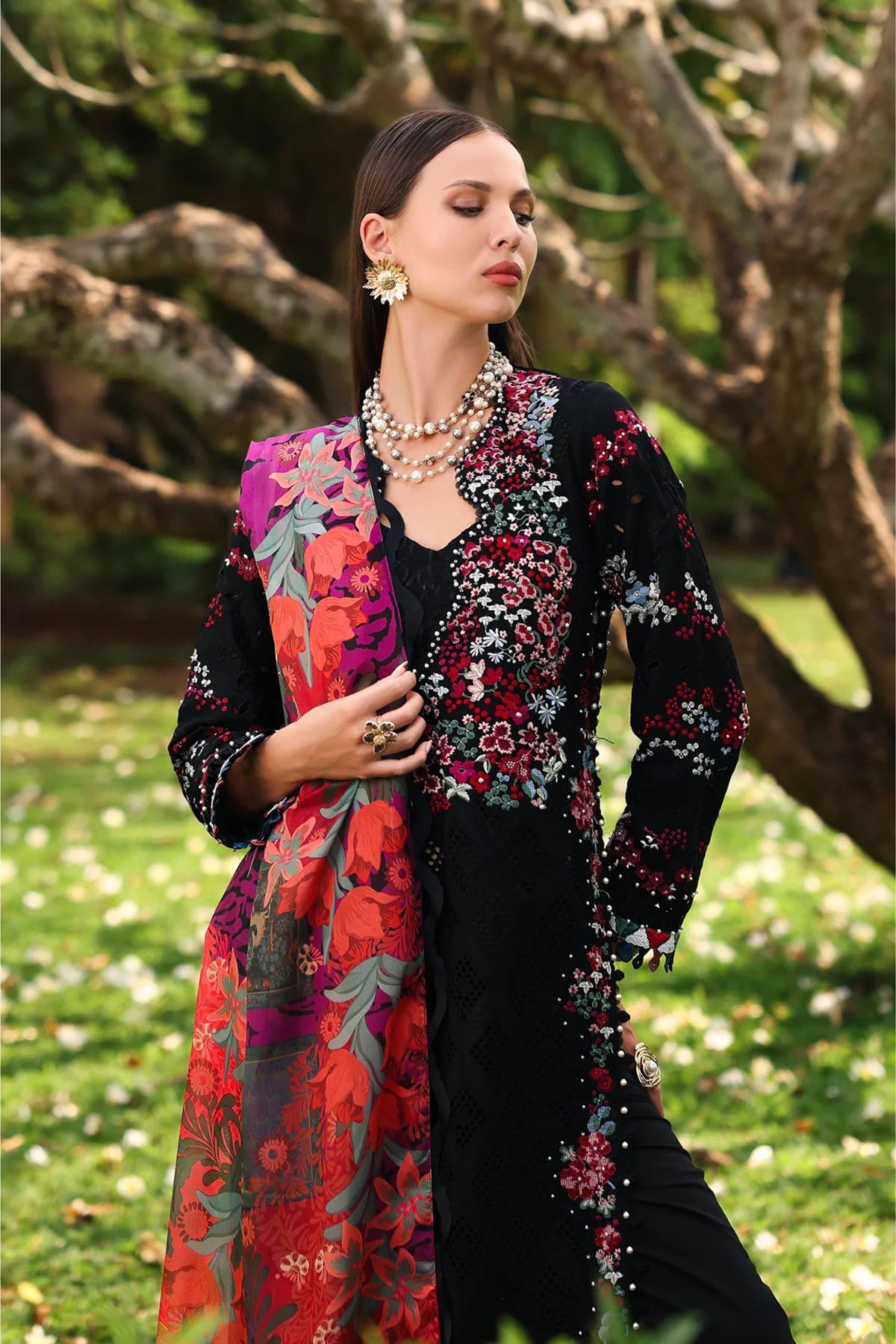 Black Formal Lawn Suit