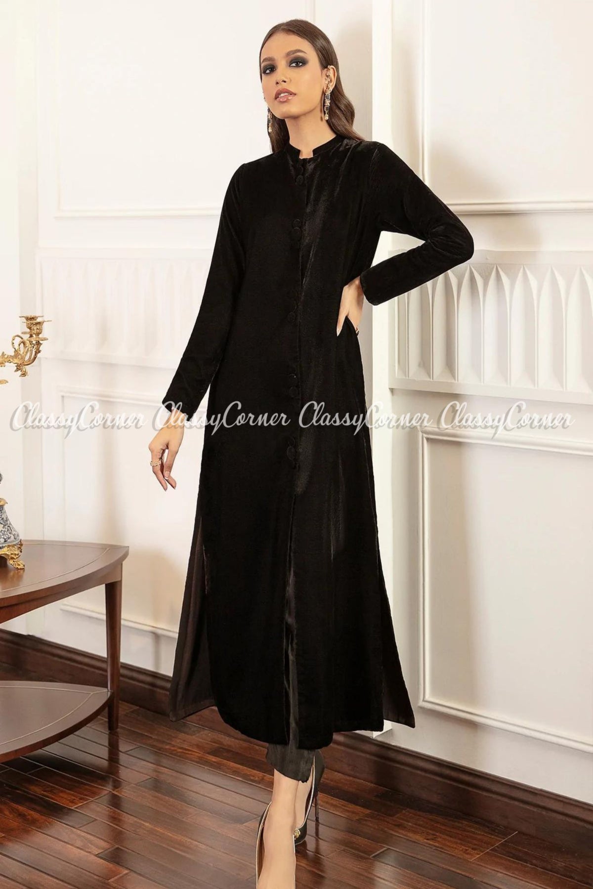 Solid Velvet Black Pakistani Outfit