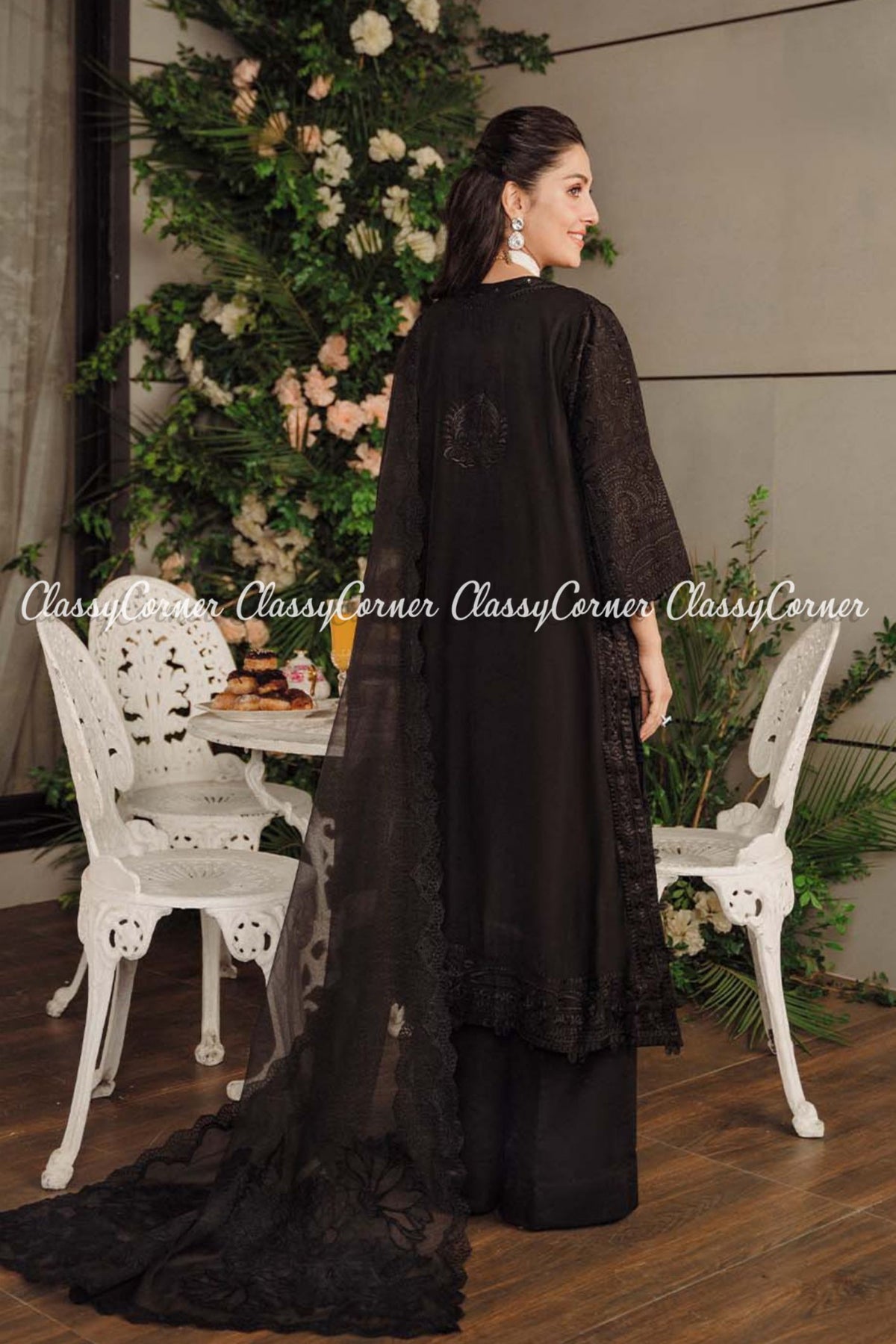 Black Lawn Embroidered Formal Wear Salwar Kameez