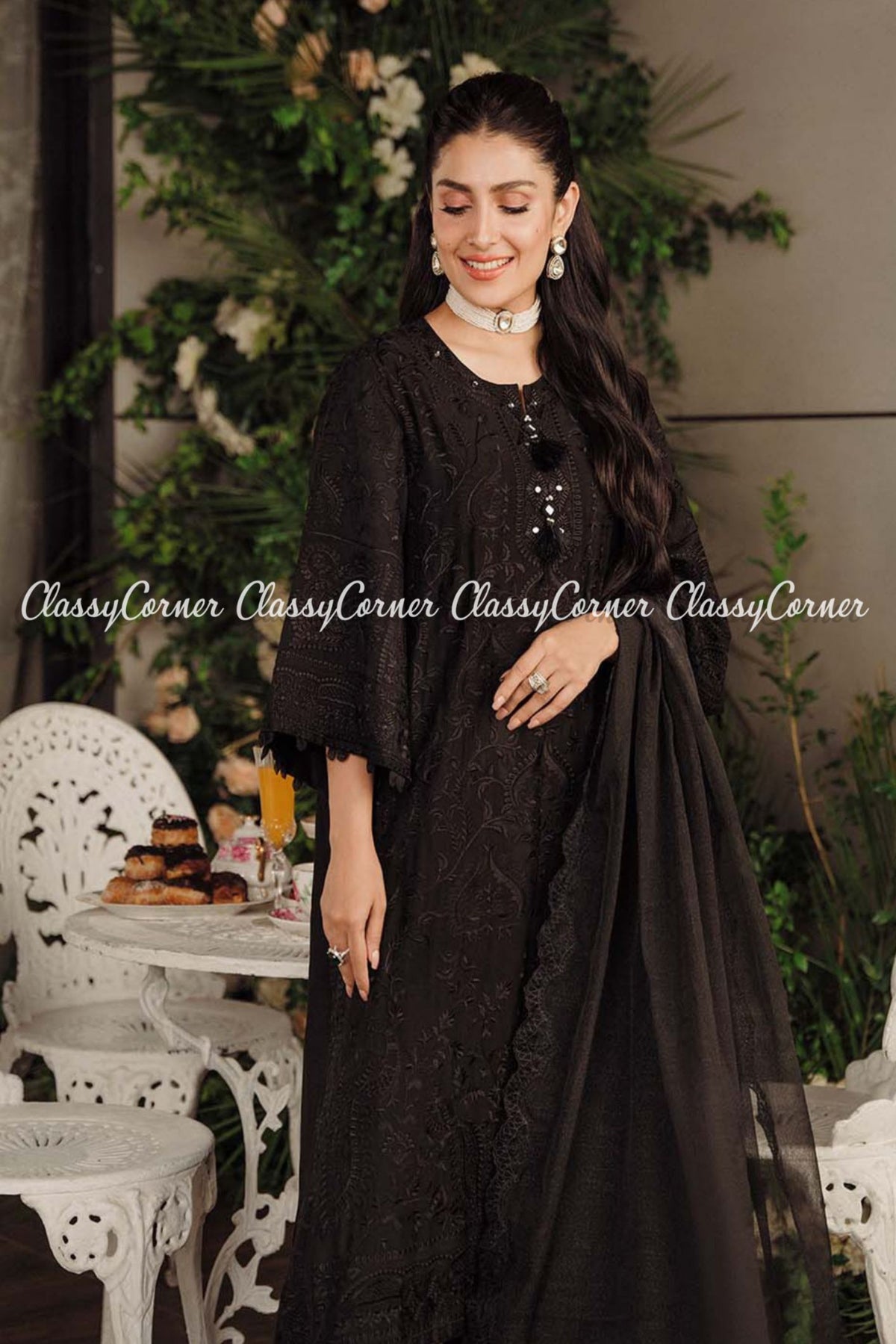 Black Lawn Embroidered Formal Wear Salwar Kameez