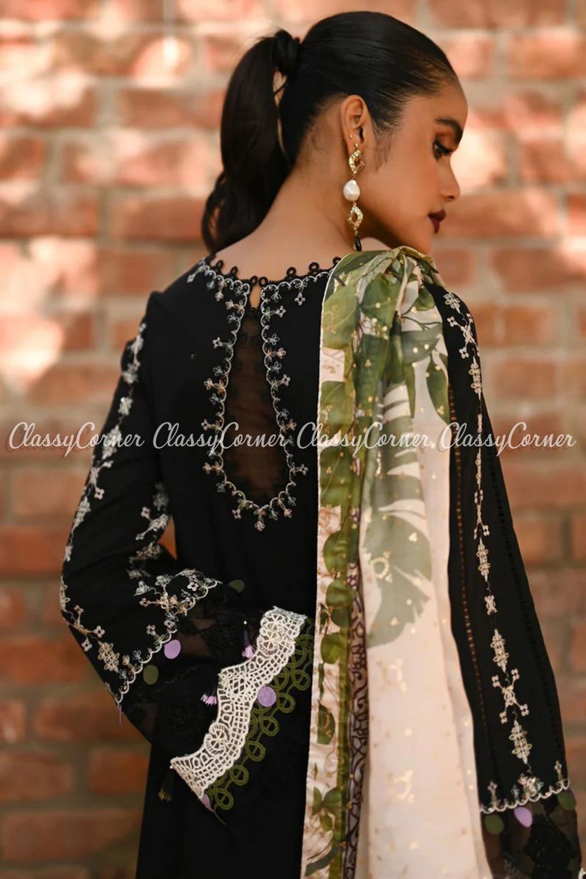 Black White Chikankari Embroidered Lawn Salwar Kameez