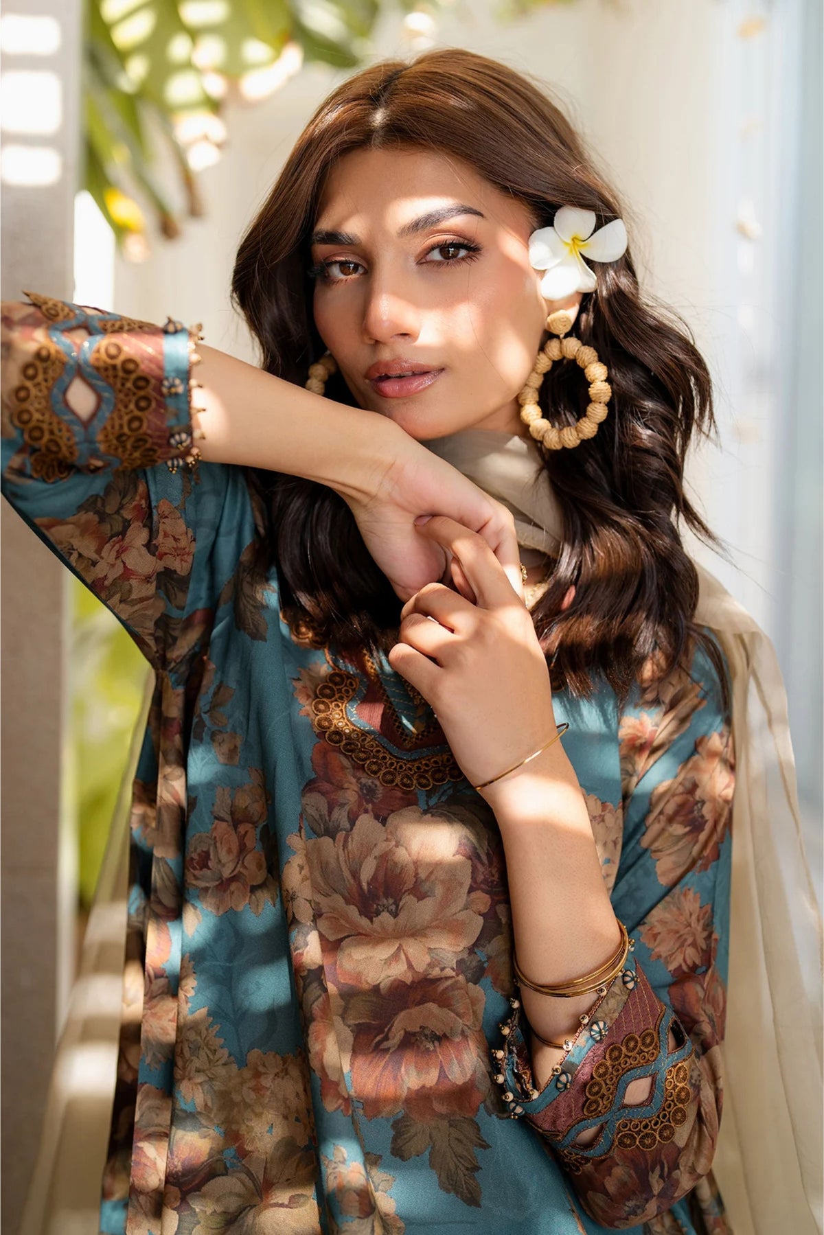 Blue Floral Lawn Suit