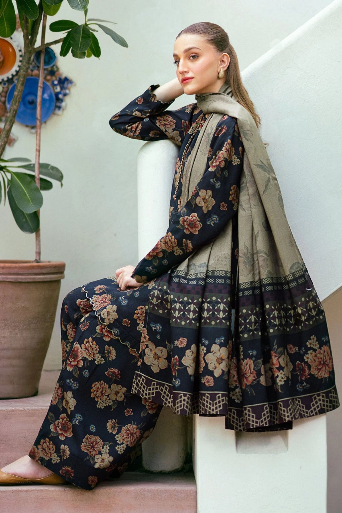 Navy Blue Viscose Salwar Kameez