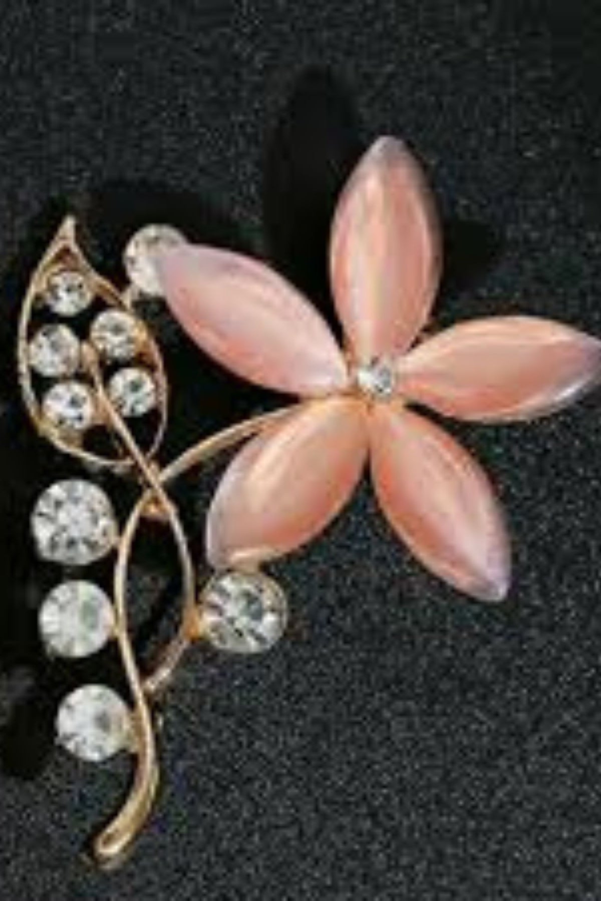 Peach Silver Flower Design Hijab Brooch