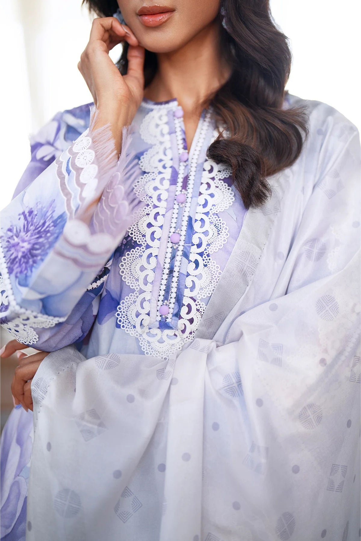 Purple Printed Lawn Suit