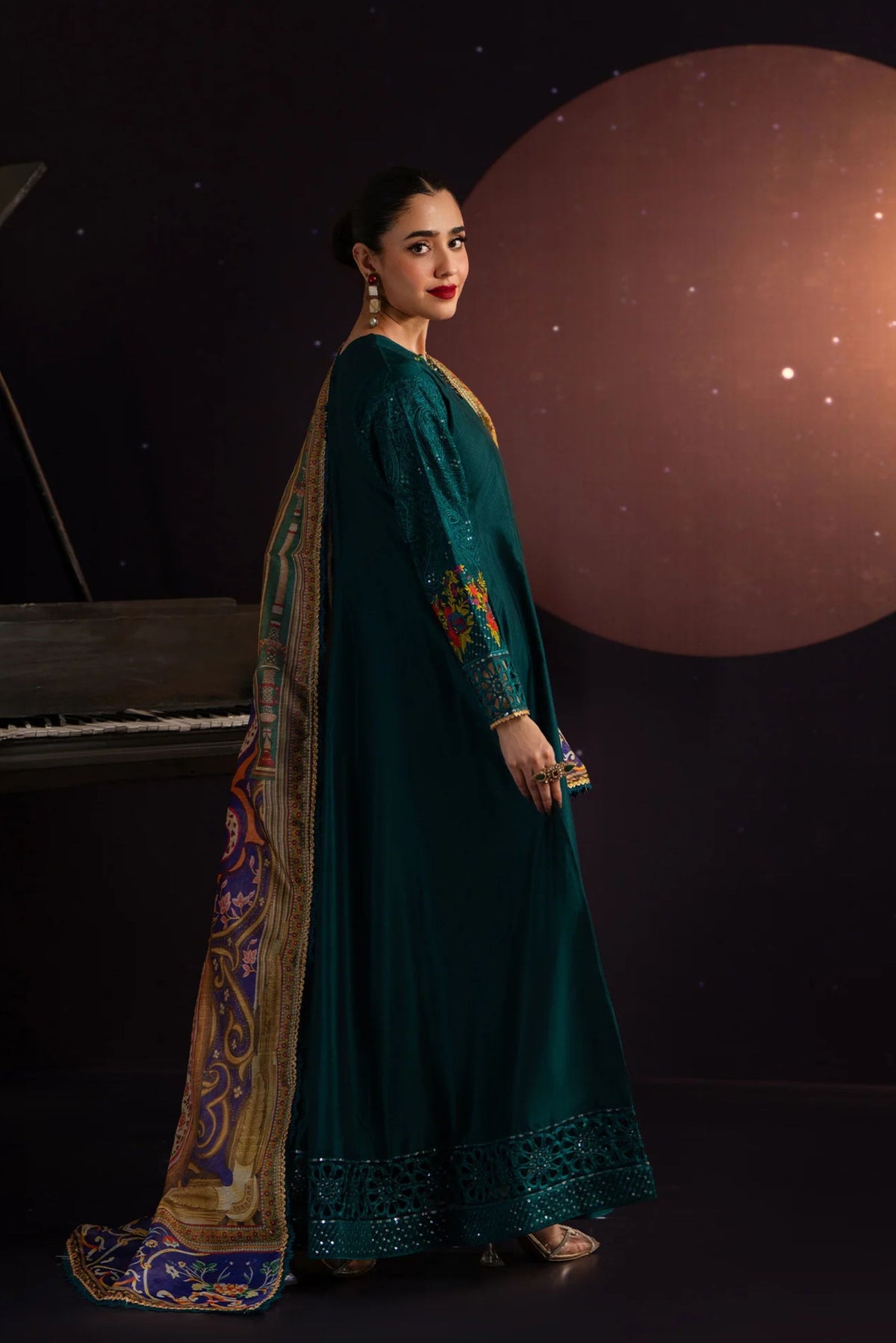 Sea Green Katan Readymade Outfit