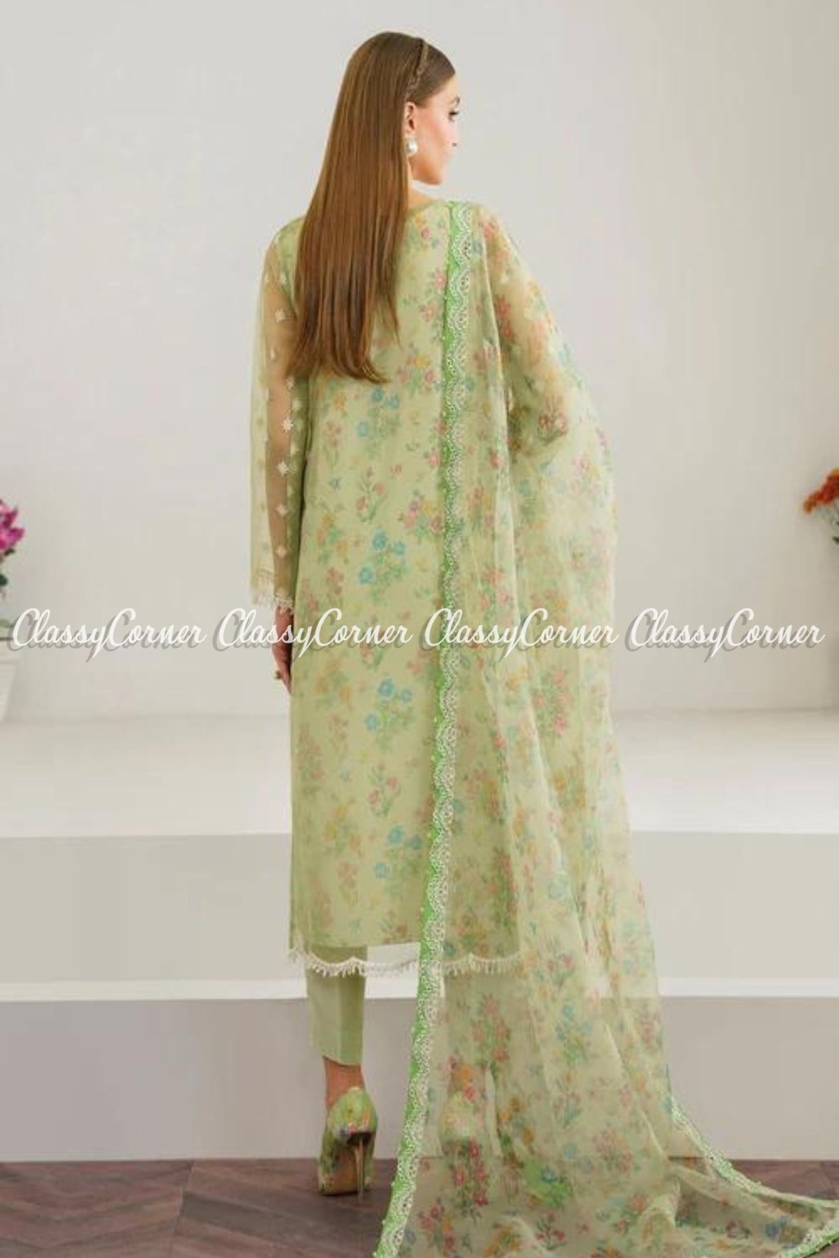 Pastel Green Organza Salwar Kameez