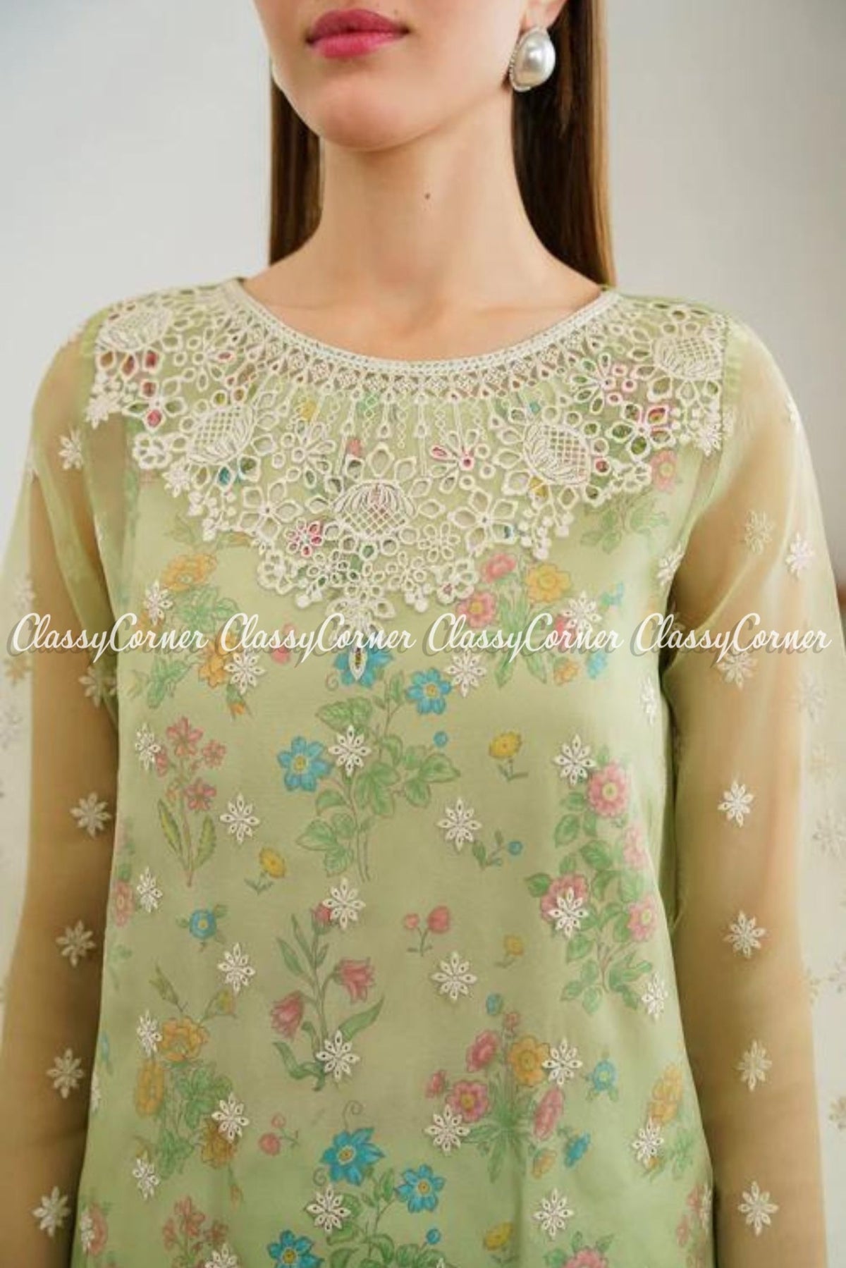 Pastel Green Organza Salwar Kameez