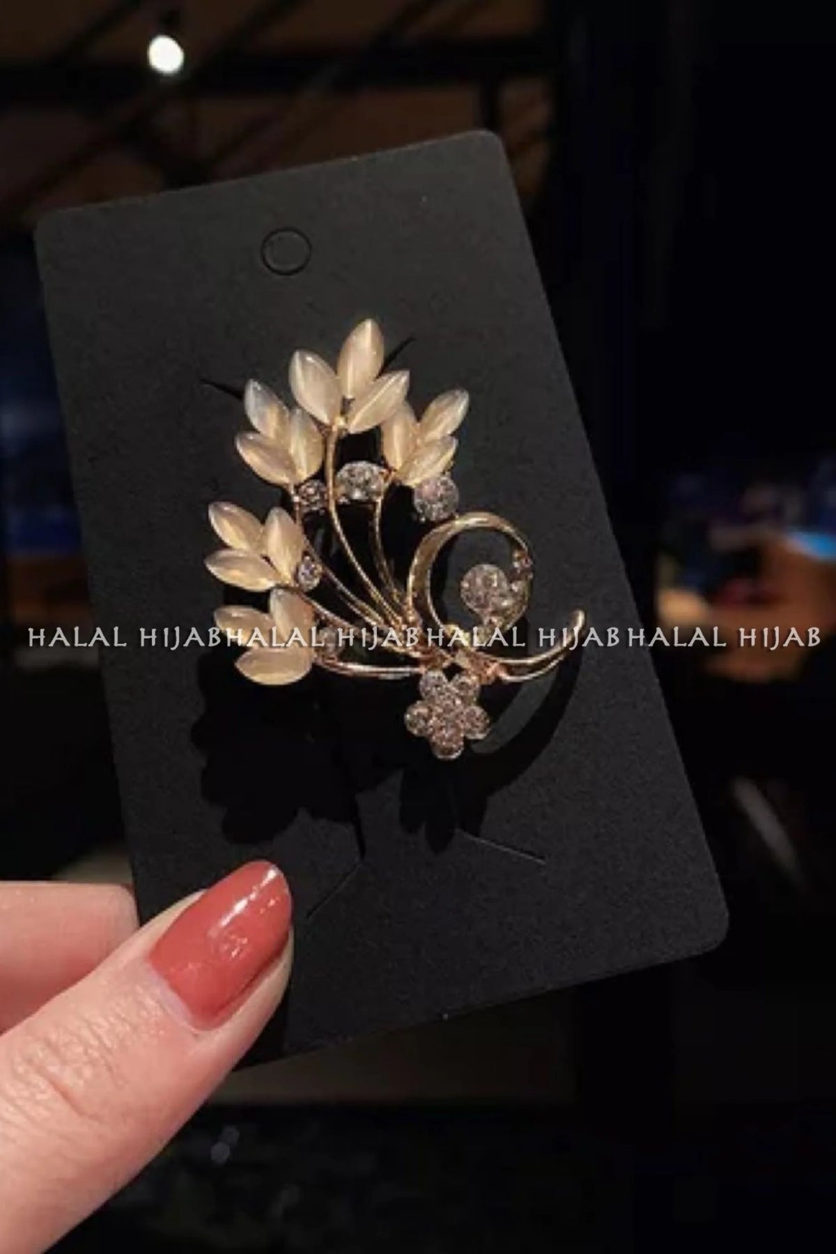 Silver Golden  Stone Hijab Brooch