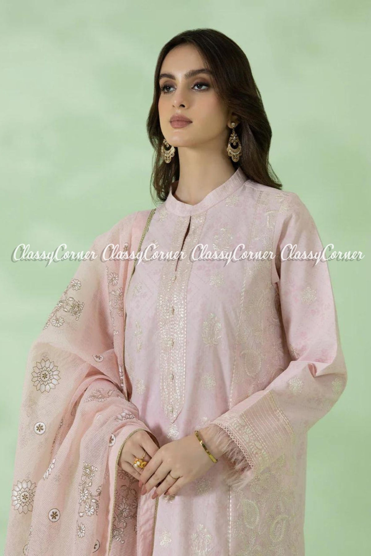 Light Pink Embroidered Pakistani Formal Wear 3 Piece Outfit