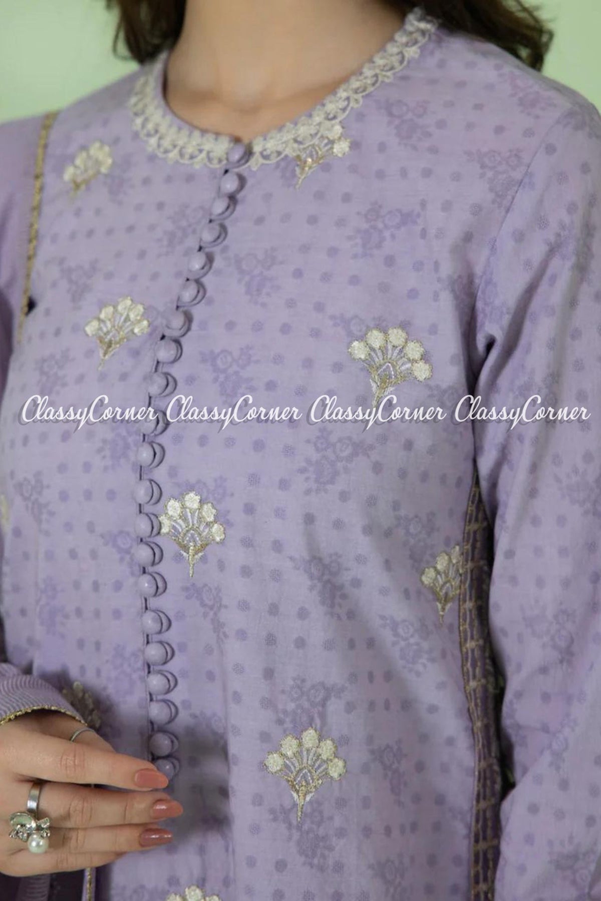 Light Purple White Embroidered Formal Wear Salwar Kameez