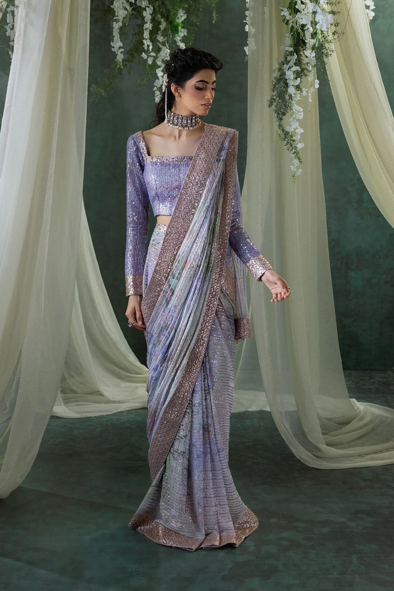 Pakistani saree design for wedding hot sale