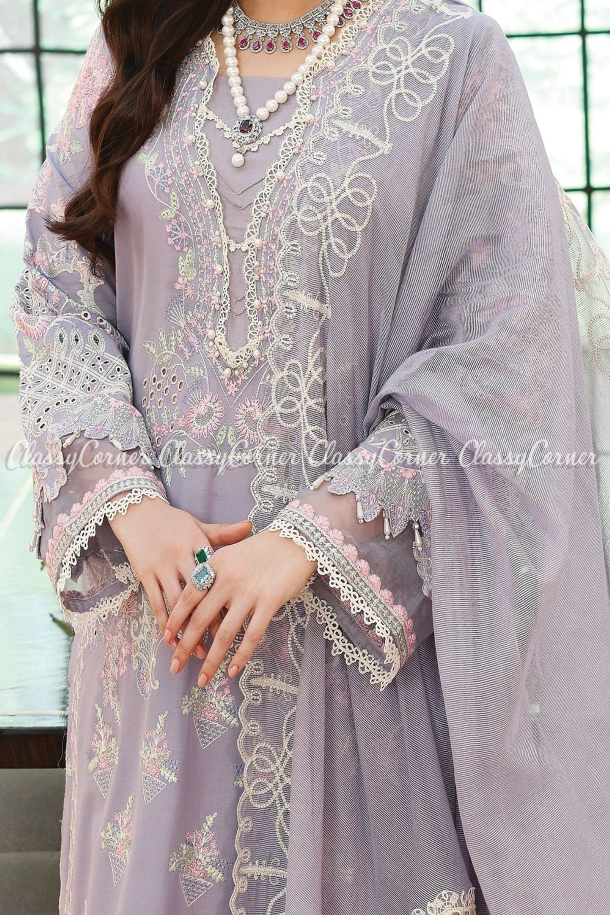 Lilac Lawn Embroidered Formal Wear Salwar Kameez