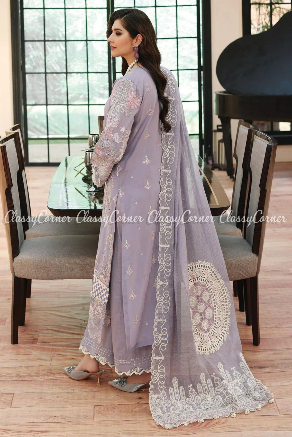 Lilac Lawn Embroidered Formal Wear Salwar Kameez