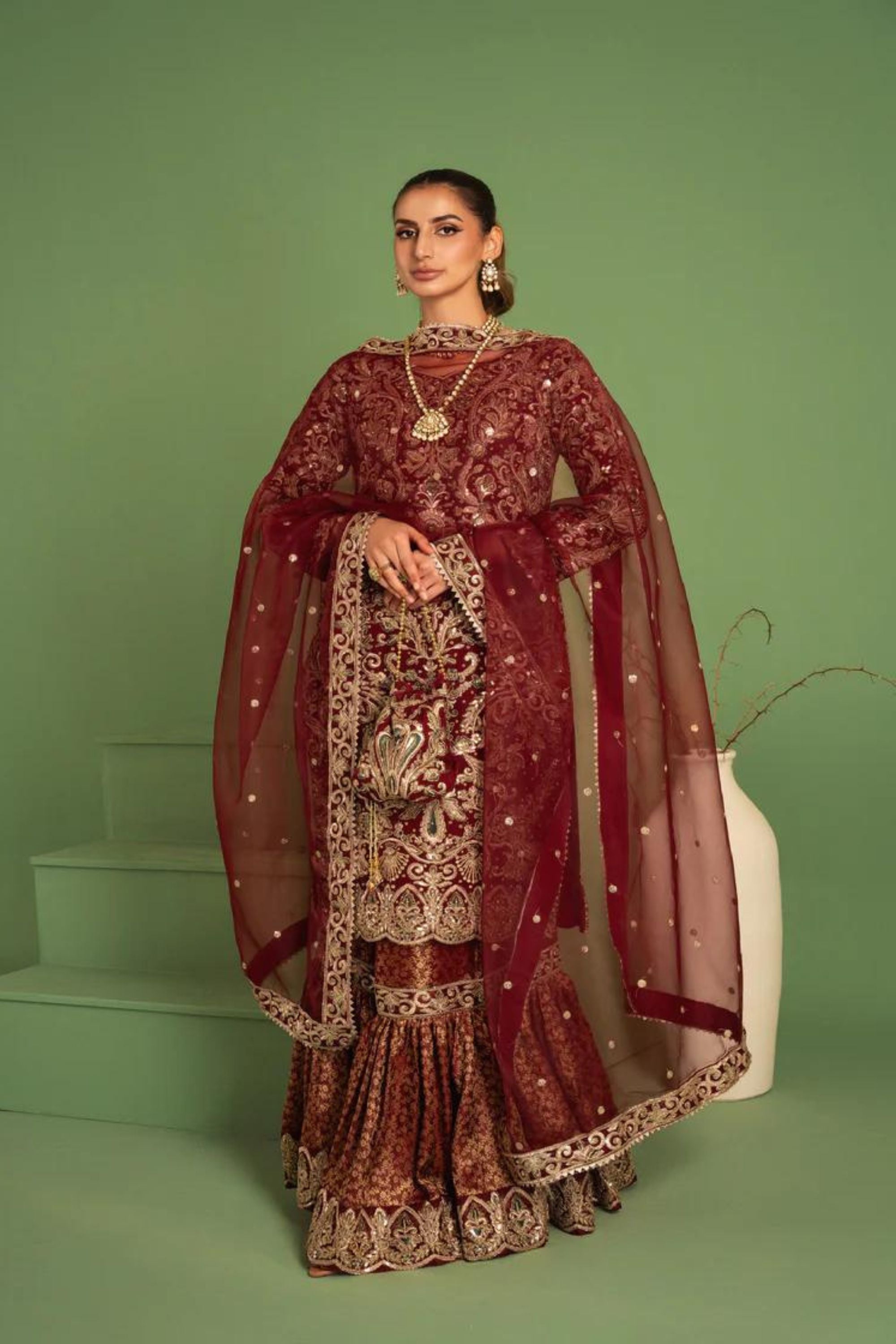 Pakistani Wedding Gharara Suit For Ladies