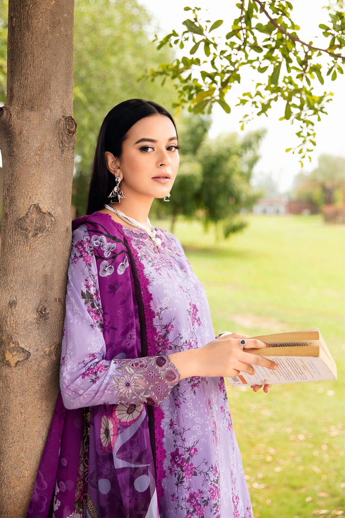 Lilac Printed Lawn Suit