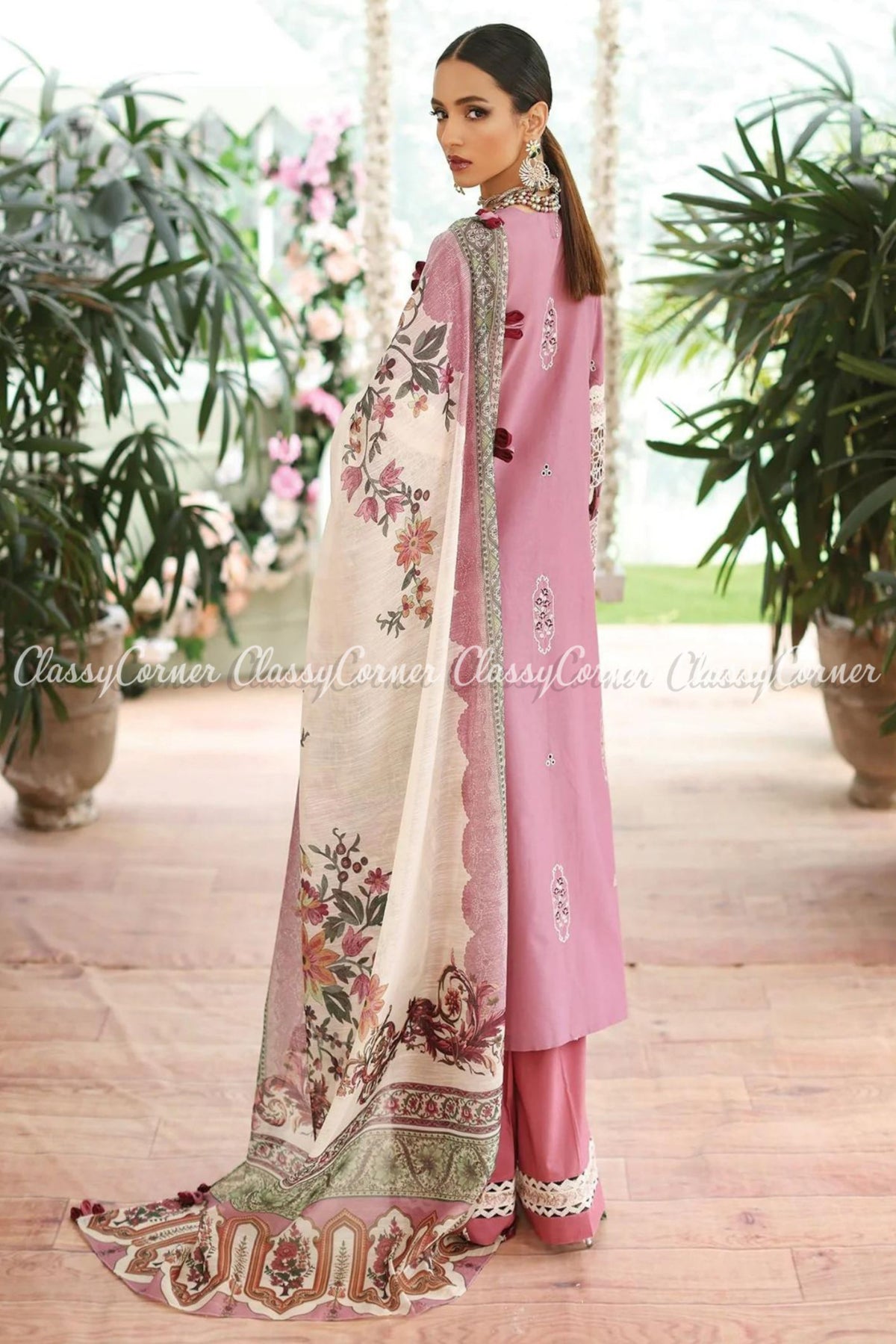 Pakistani Mauve Pink Lawn Embroidered Salwar Kameez