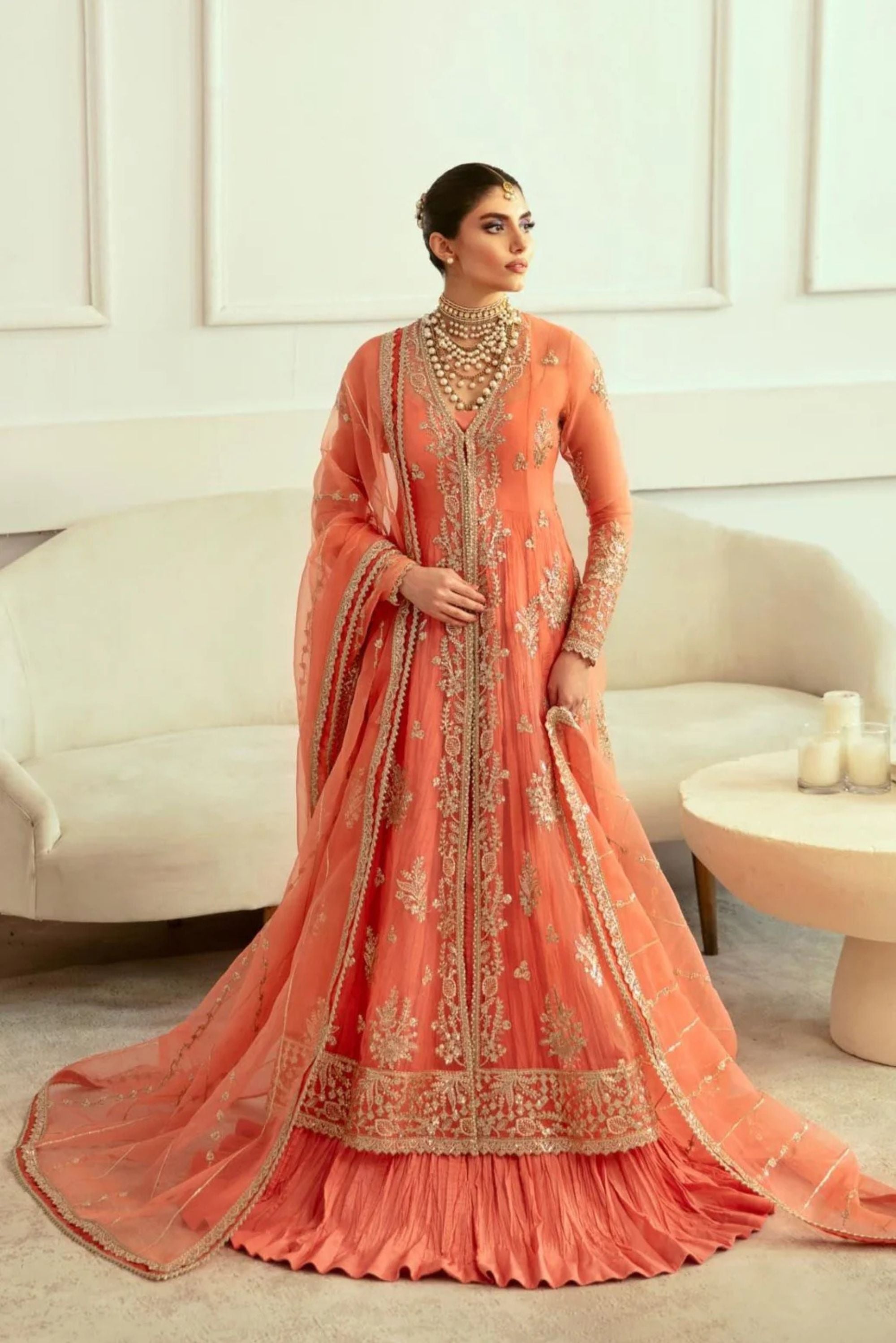 Orange and pink pakistani dress hotsell