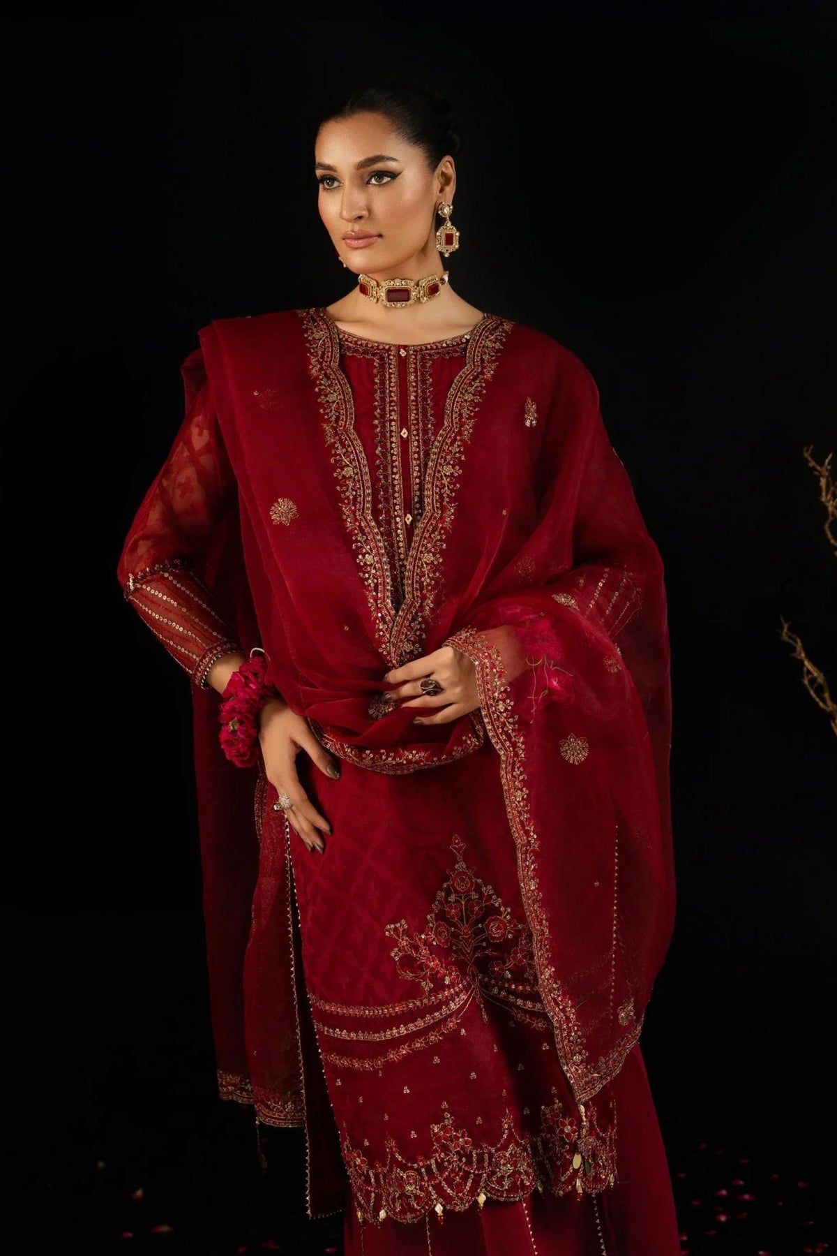 Maroon Party Wear Readymade Suit